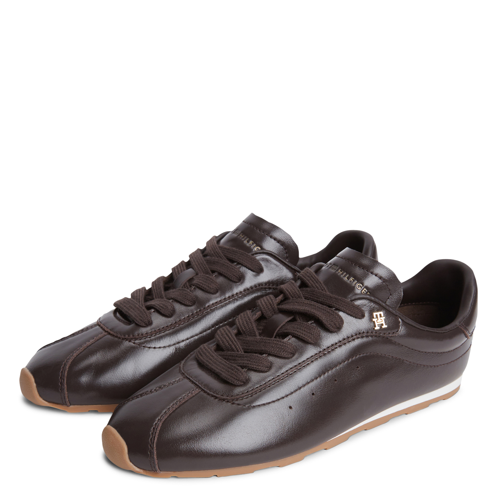 Leather low-top sneakers TOMMY HILFIGER Brown