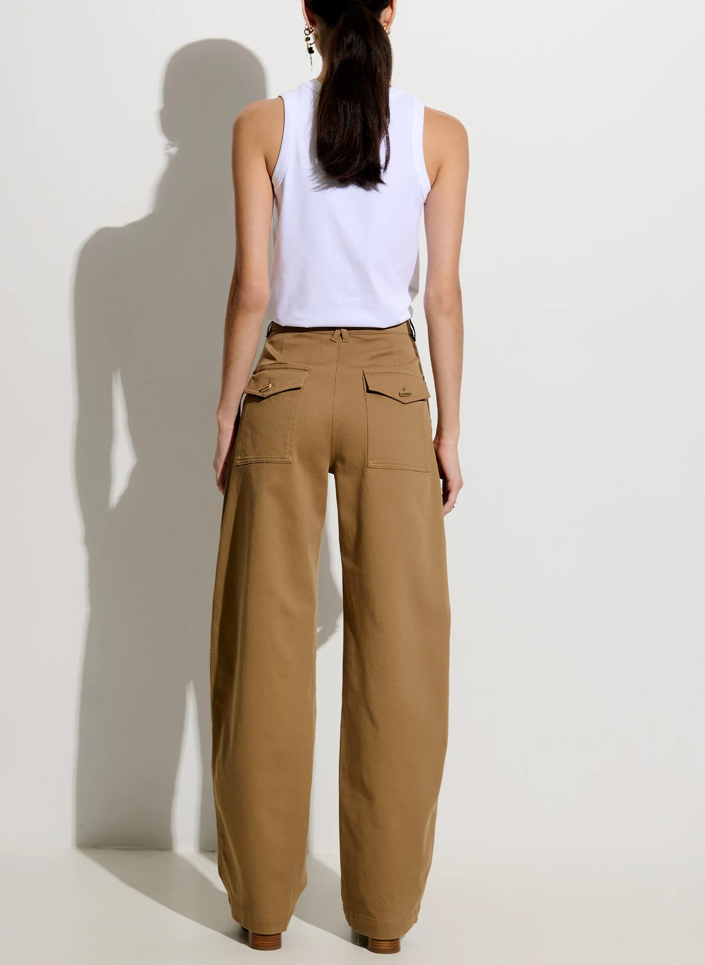 Wide-leg cotton-blend pants SESSUN Beige