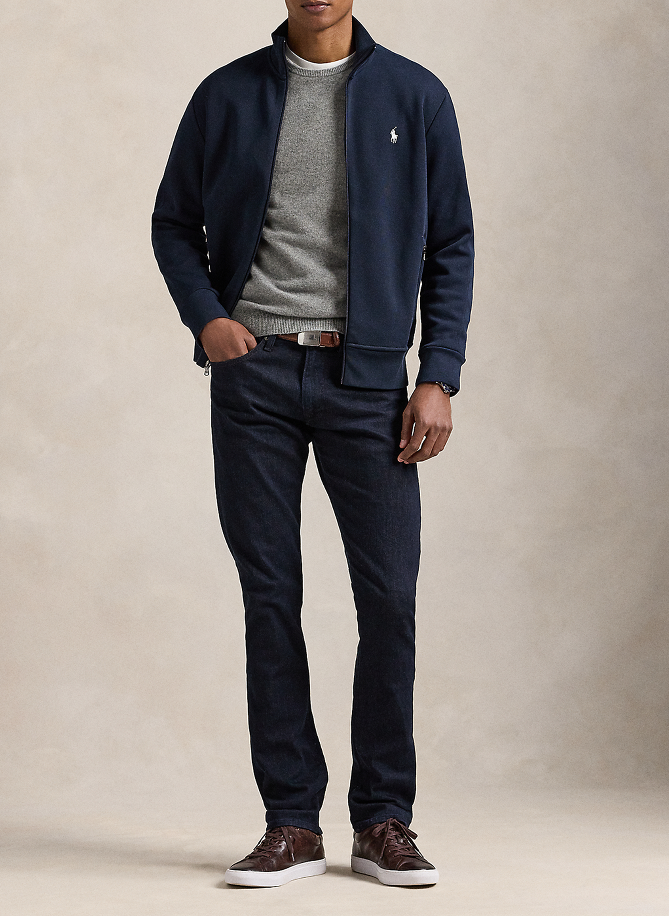 Straight high-neck cotton blend vest POLO RALPH LAUREN Blue
