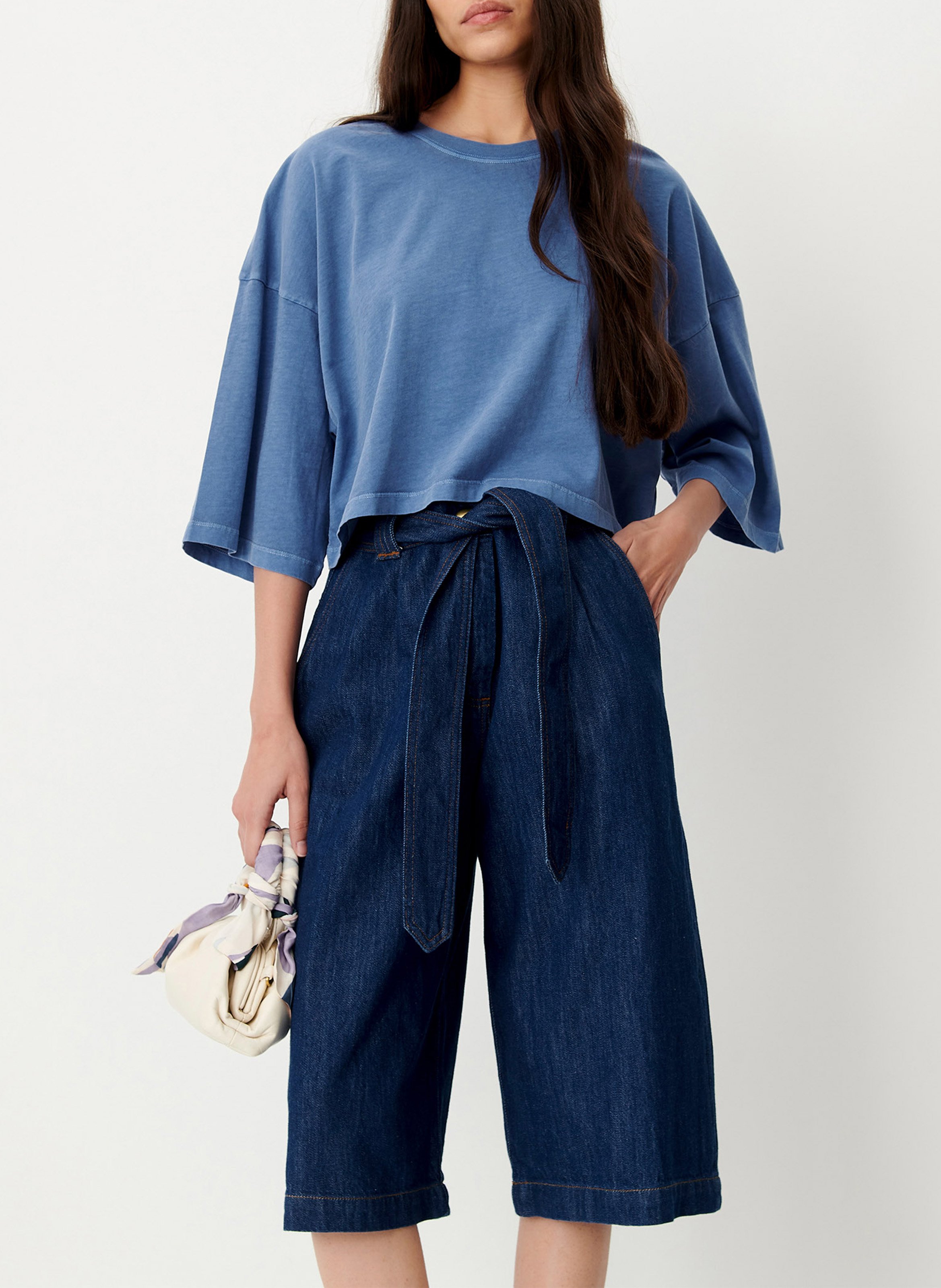 Oversize round-neck cotton T-shirt SESSUN Blue