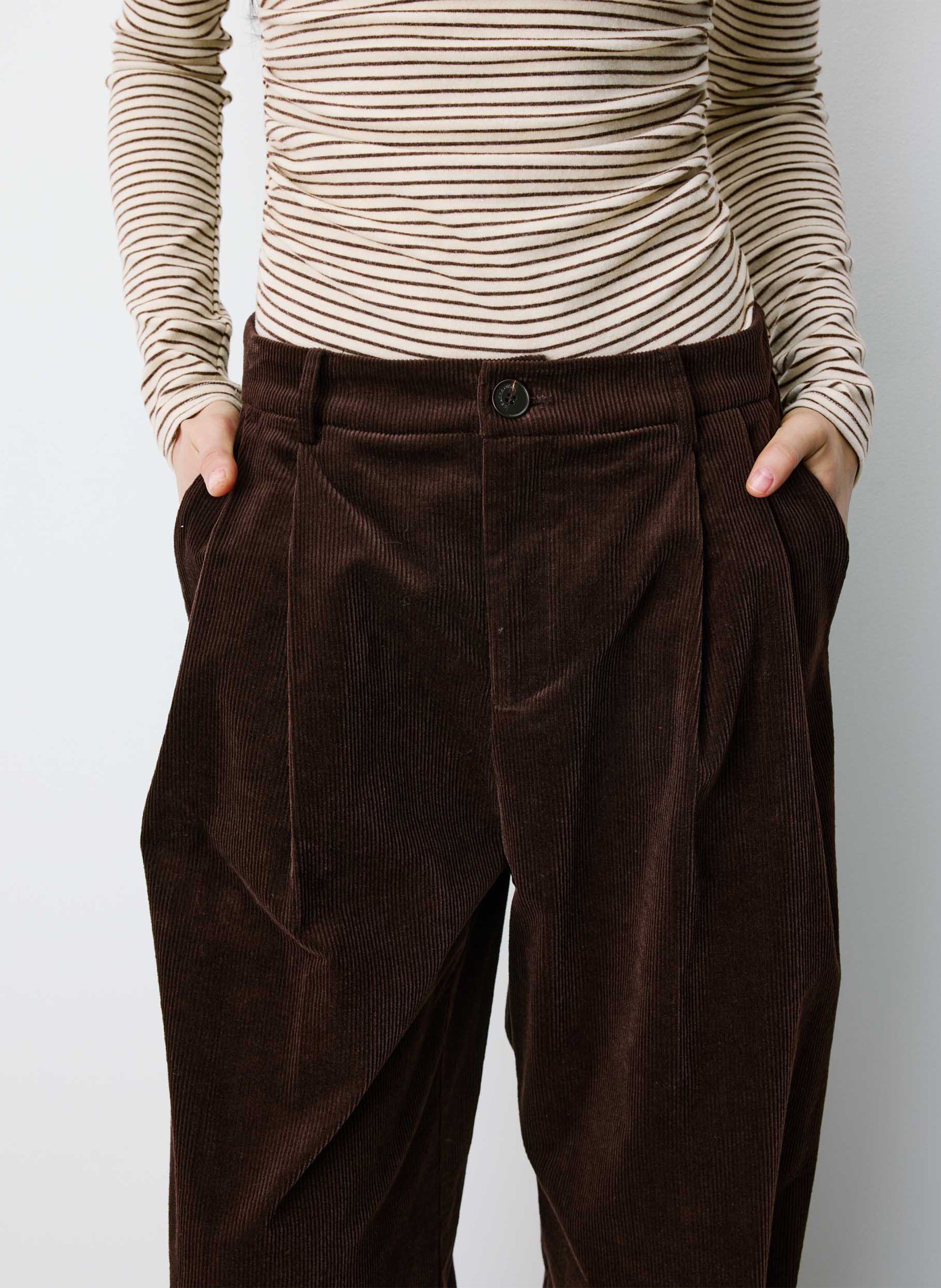 Wijde ribbroek | Bruin GRACE ET MILA Dames