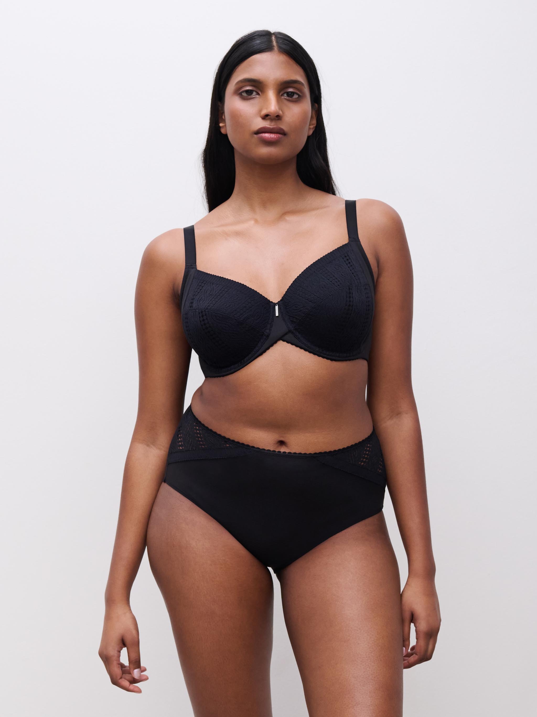 High-waisted lace support briefs CHANTELLE Black