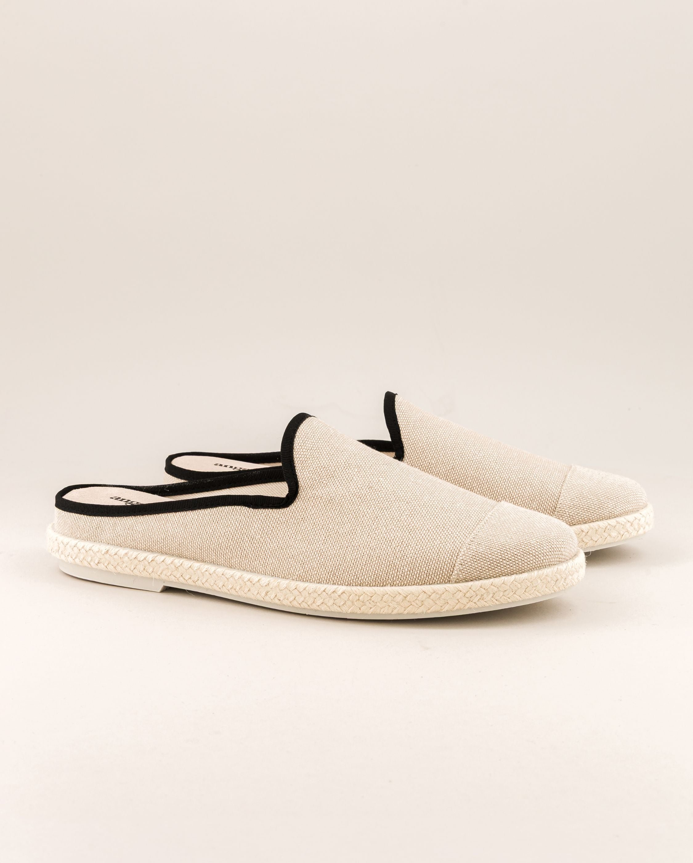 Men's mule, beige and black cotton ANGARDE Beige