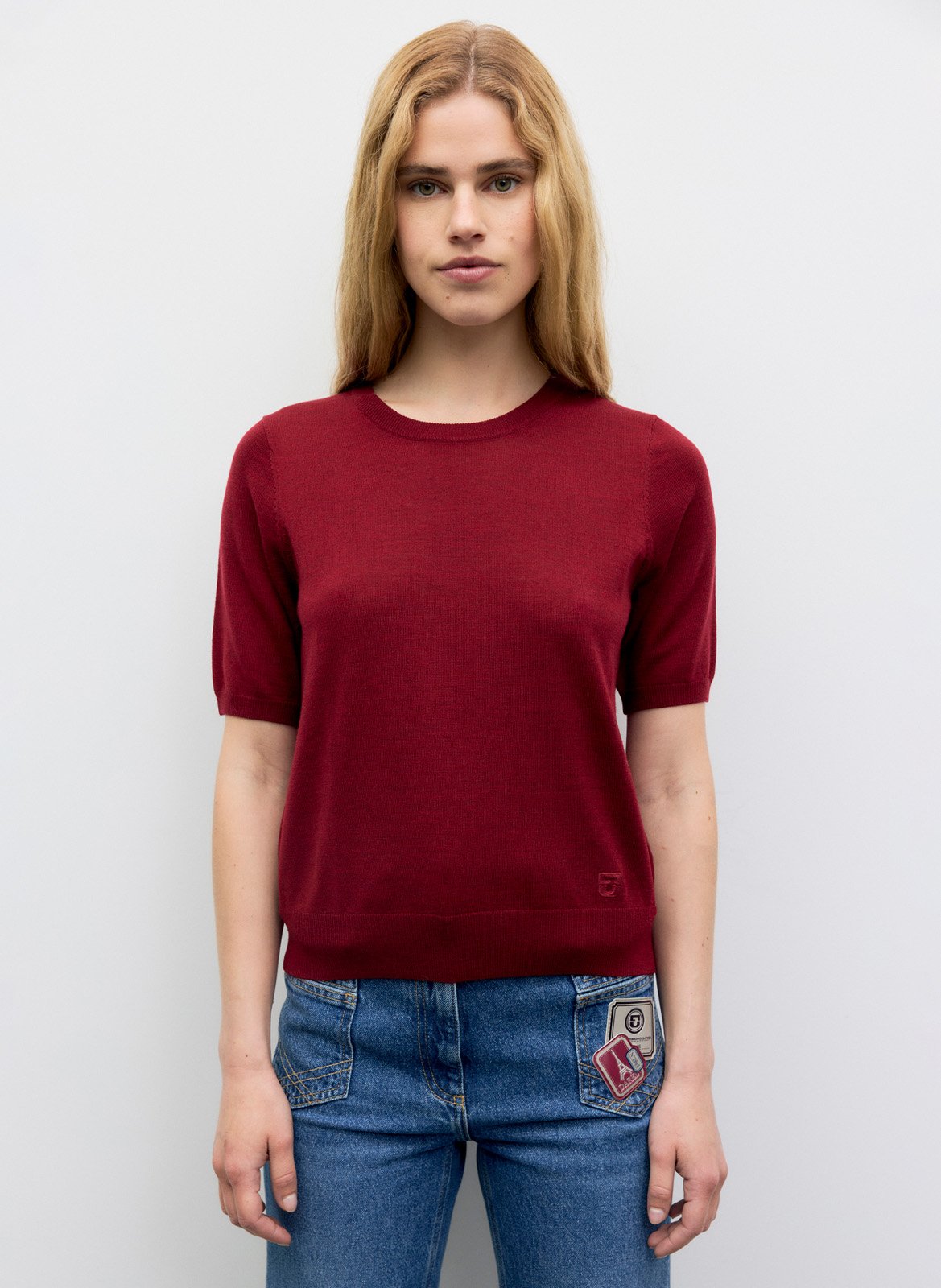 Kurzarm-Pullover aus Wolle. GERARD DAREL Rot