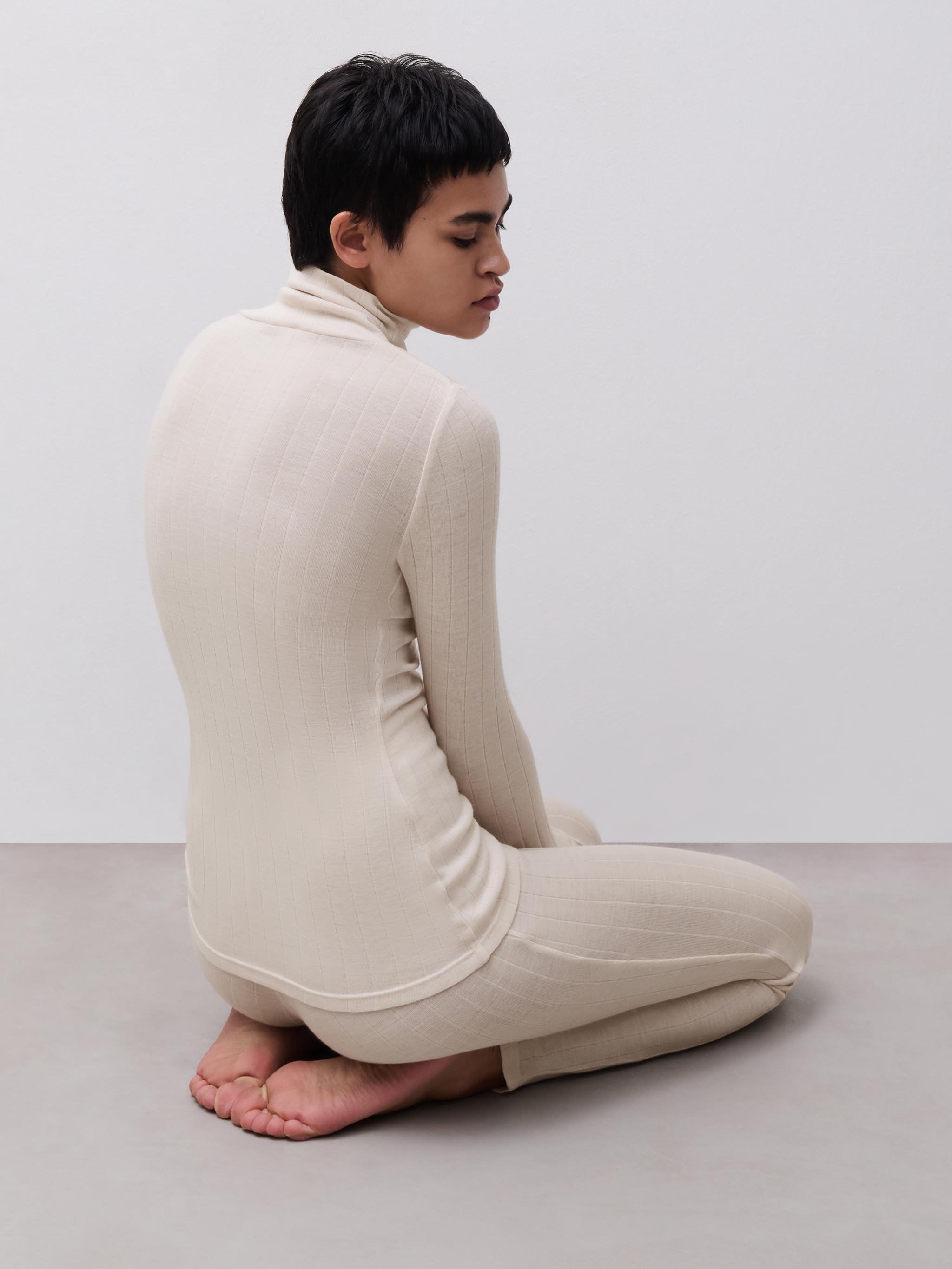 Long-sleeve turtleneck T-shirt CHANTELLE Beige