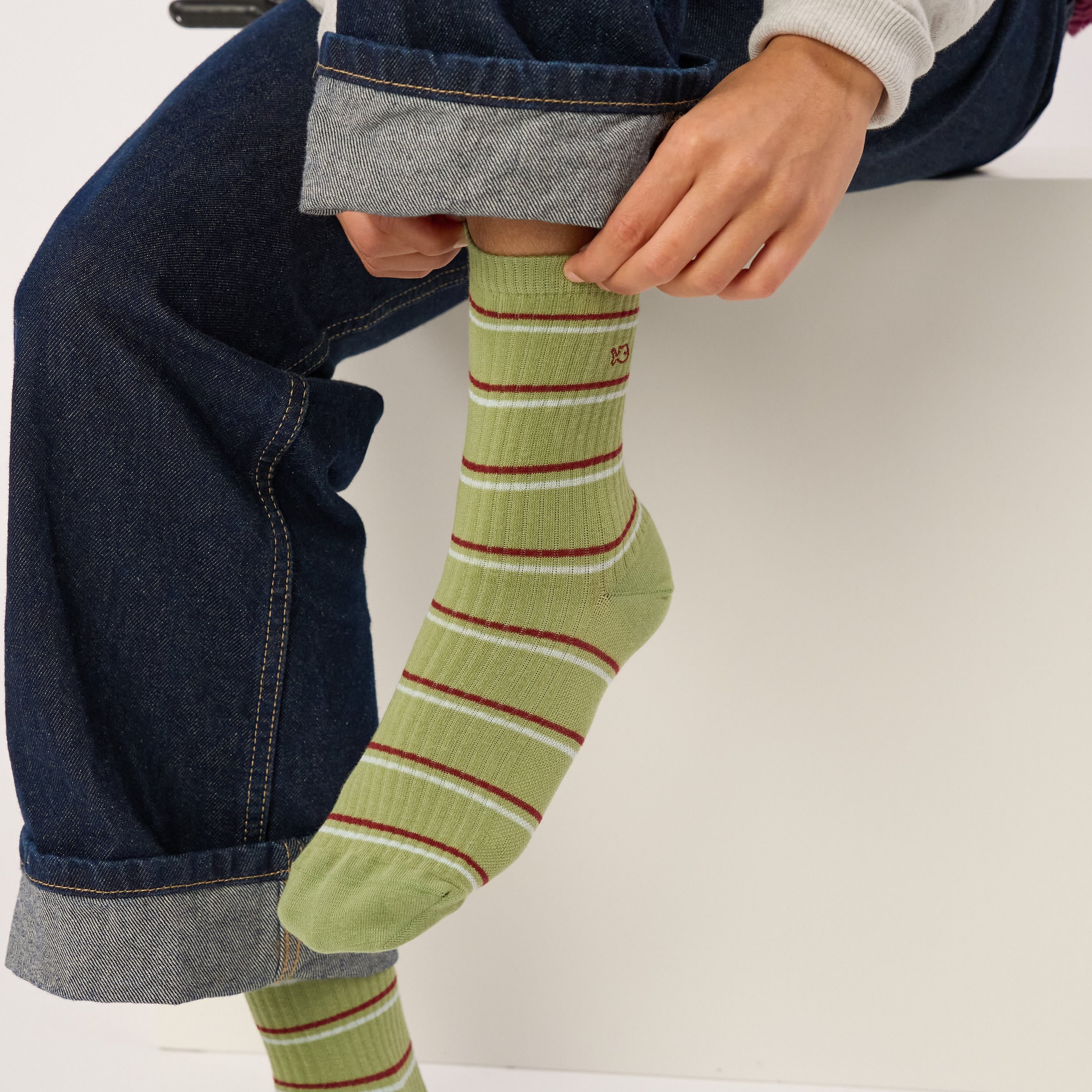 Combed cotton striped socks BILLYBELT Green