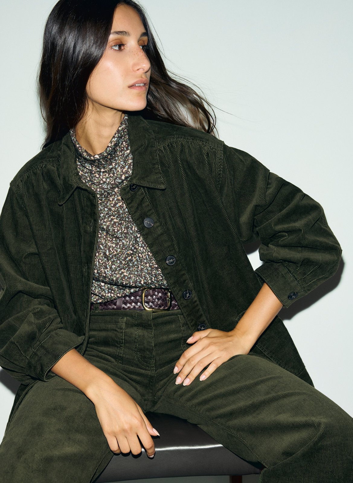 Veste droite col classique en coton mélangé GERARD DAREL Kaki