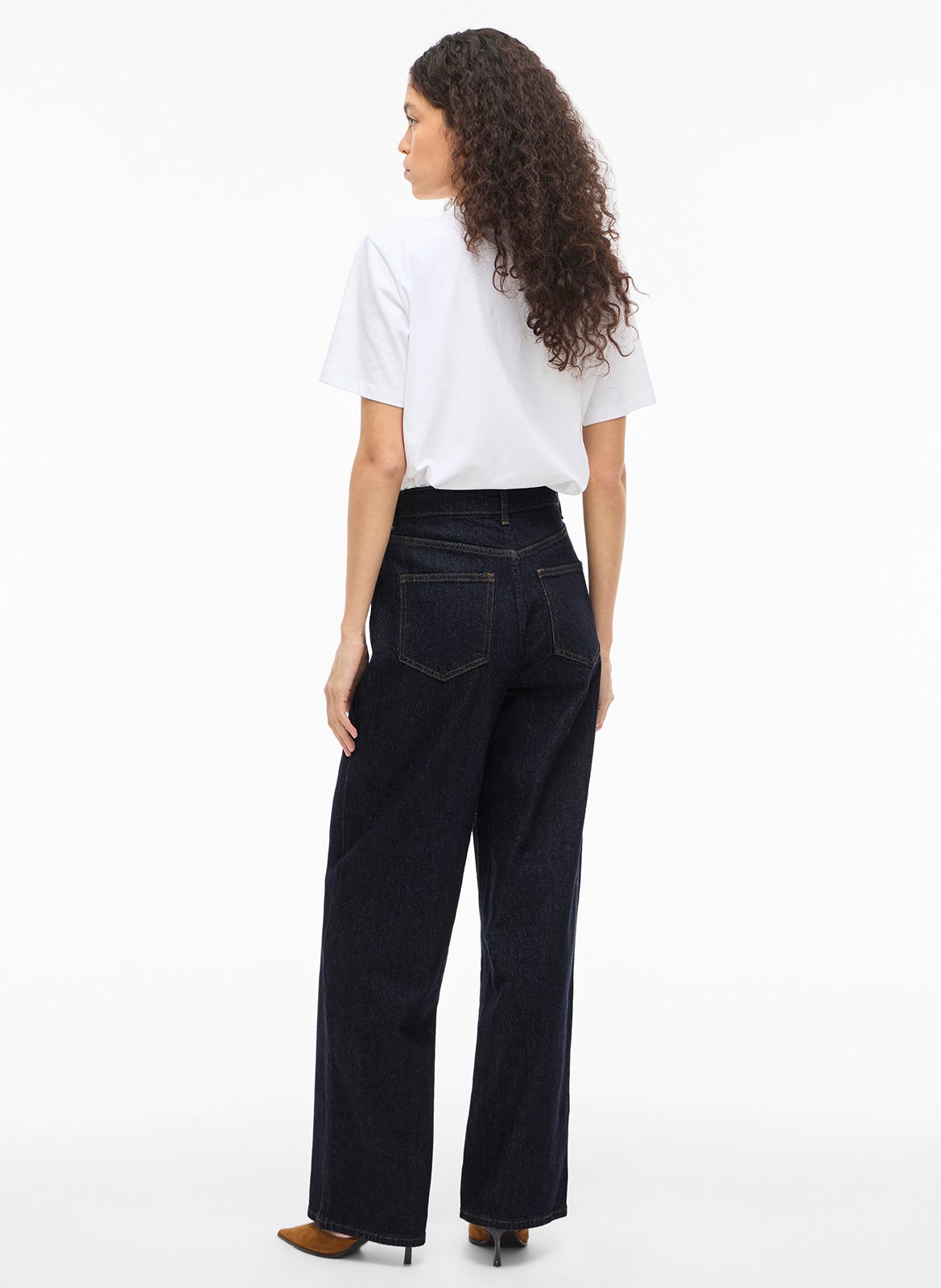 Jean large taille haute en denim brut VILA Bleu
