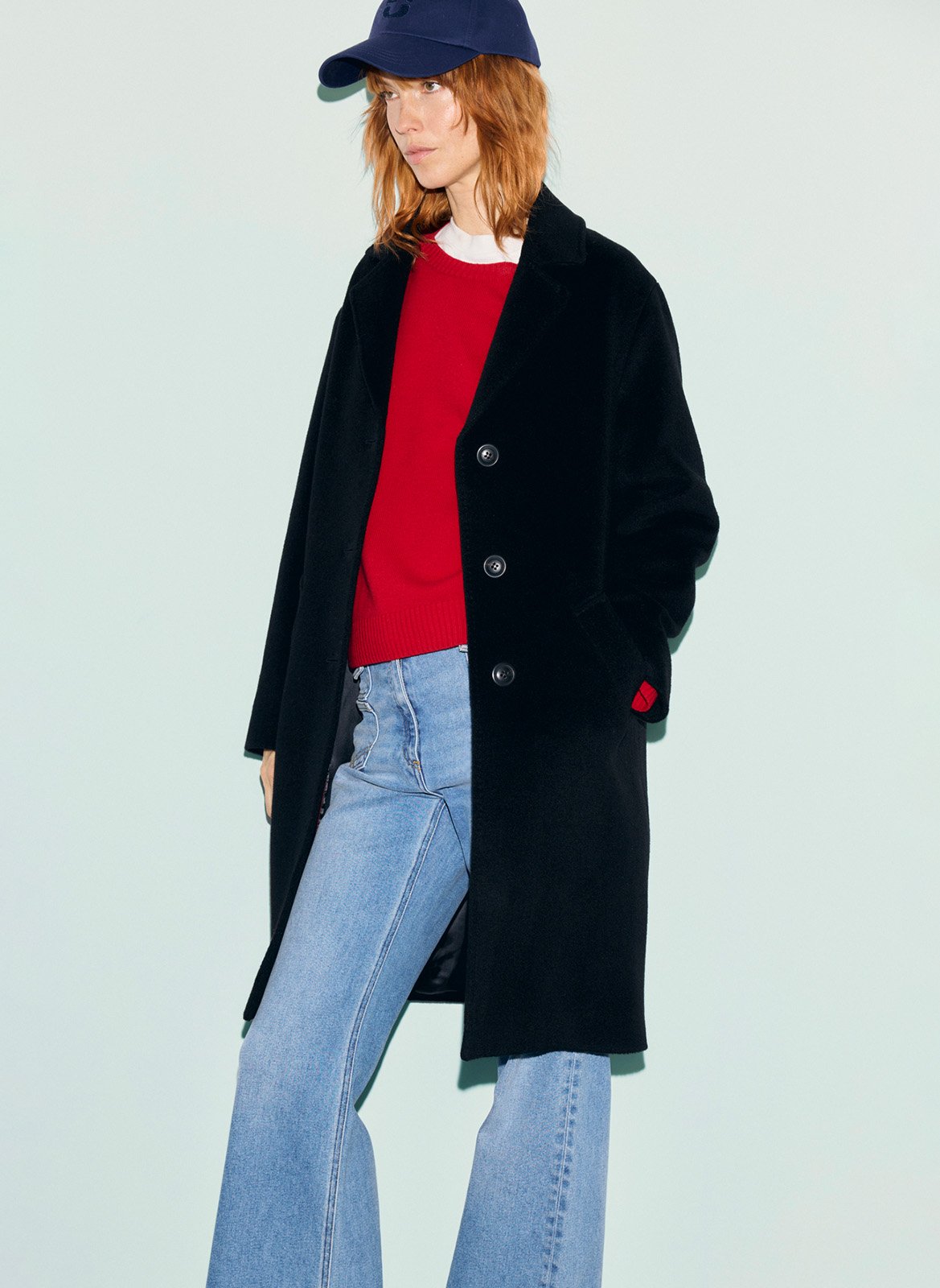 Straight-cut wool-blend coat GERARD DAREL Black