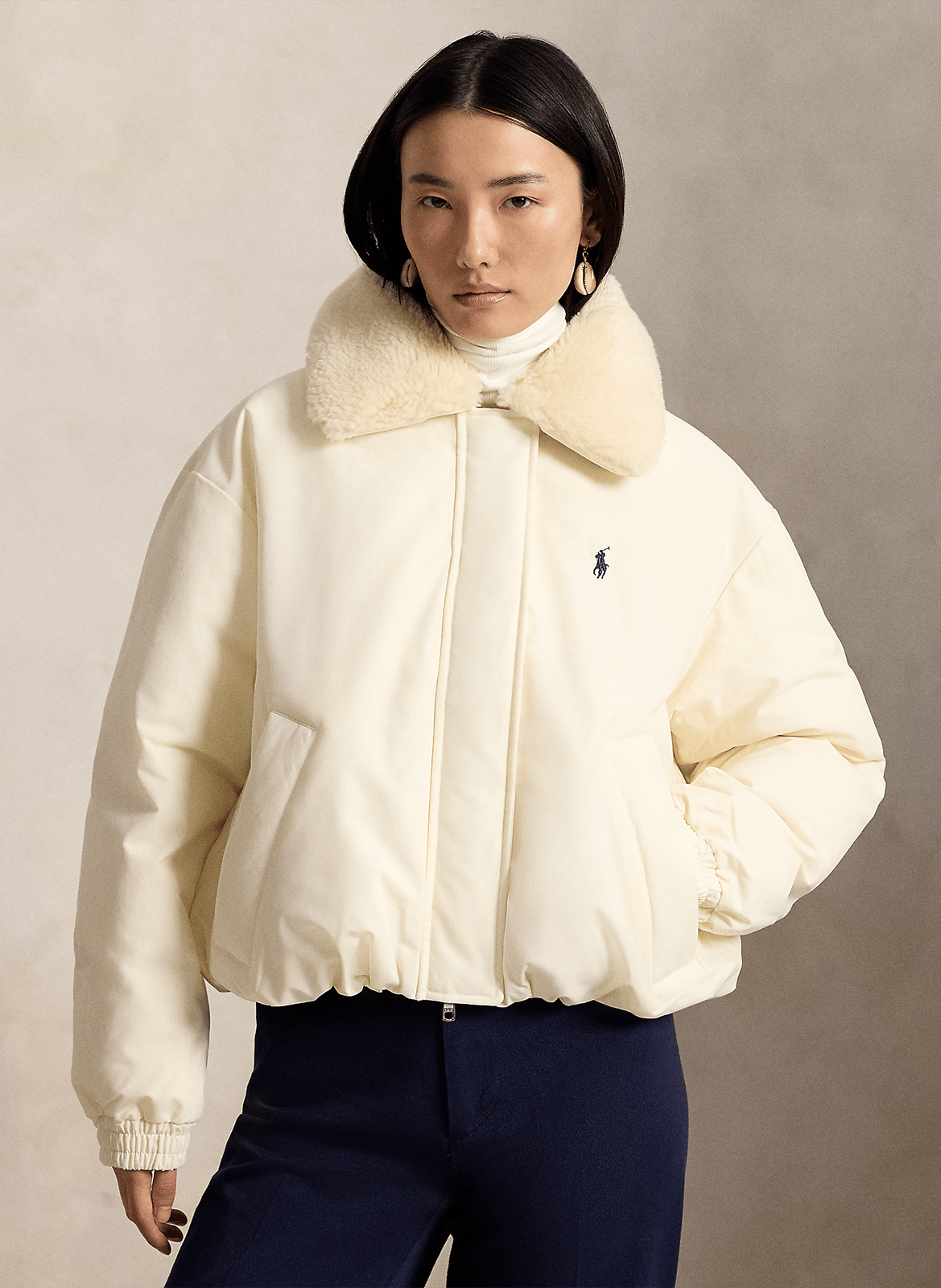 Puffer Jacket with Removable Sherpa Collar POLO RALPH LAUREN Beige