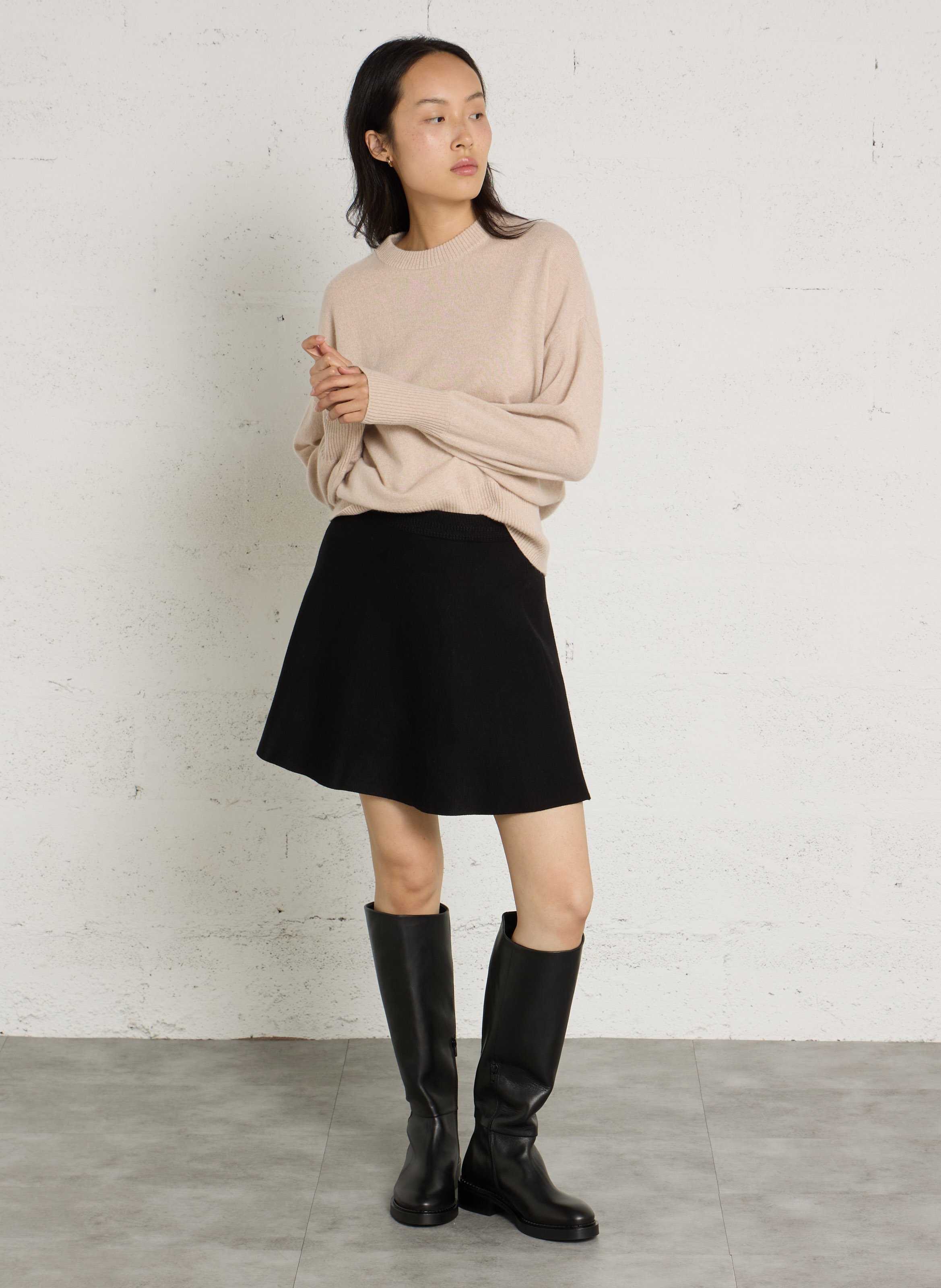 Fluid A-line skirt with zip fastening at the back PETITE MENDIGOTE Black