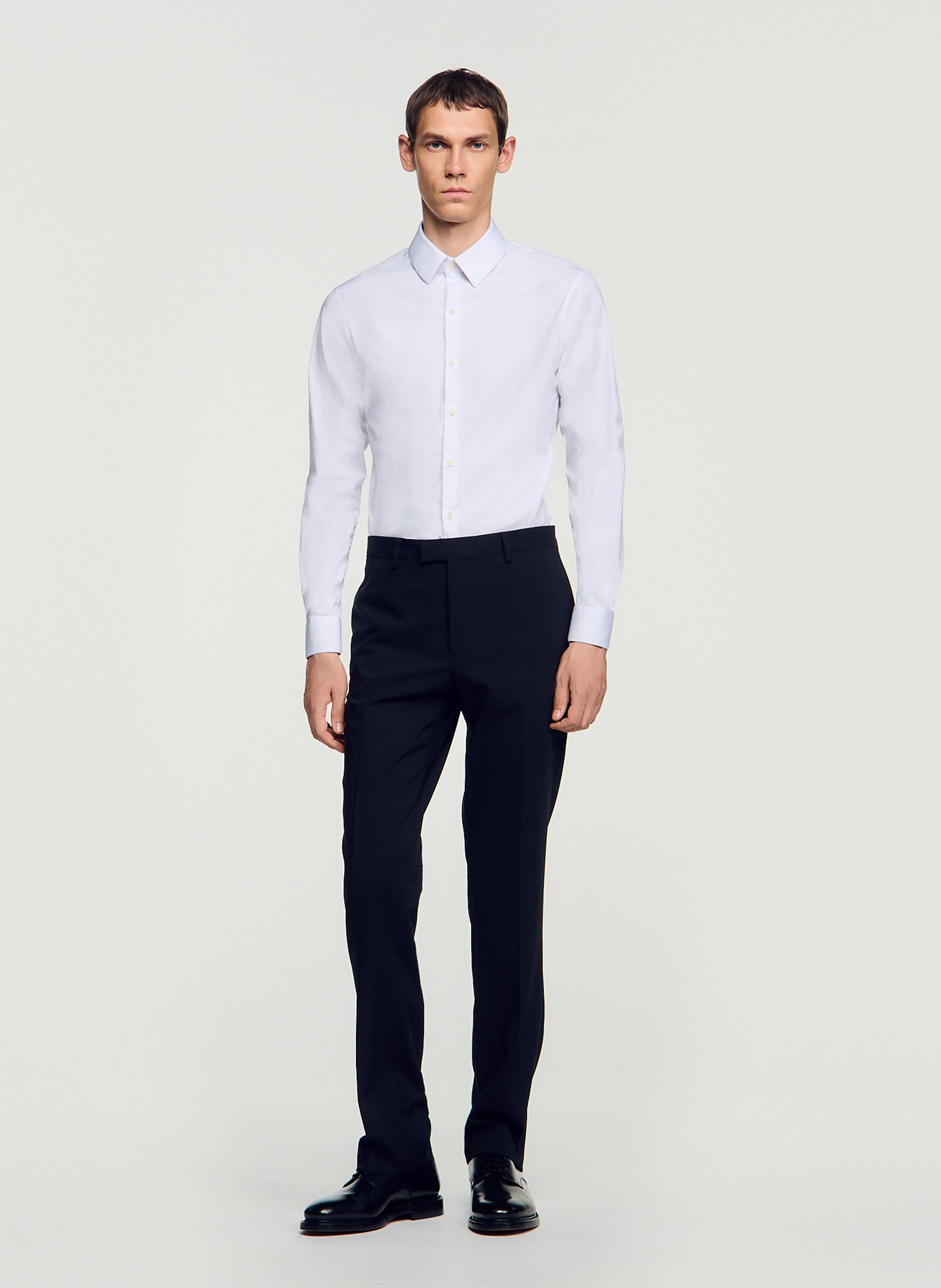 Chemise droite en coton mélangé SANDRO Blanc