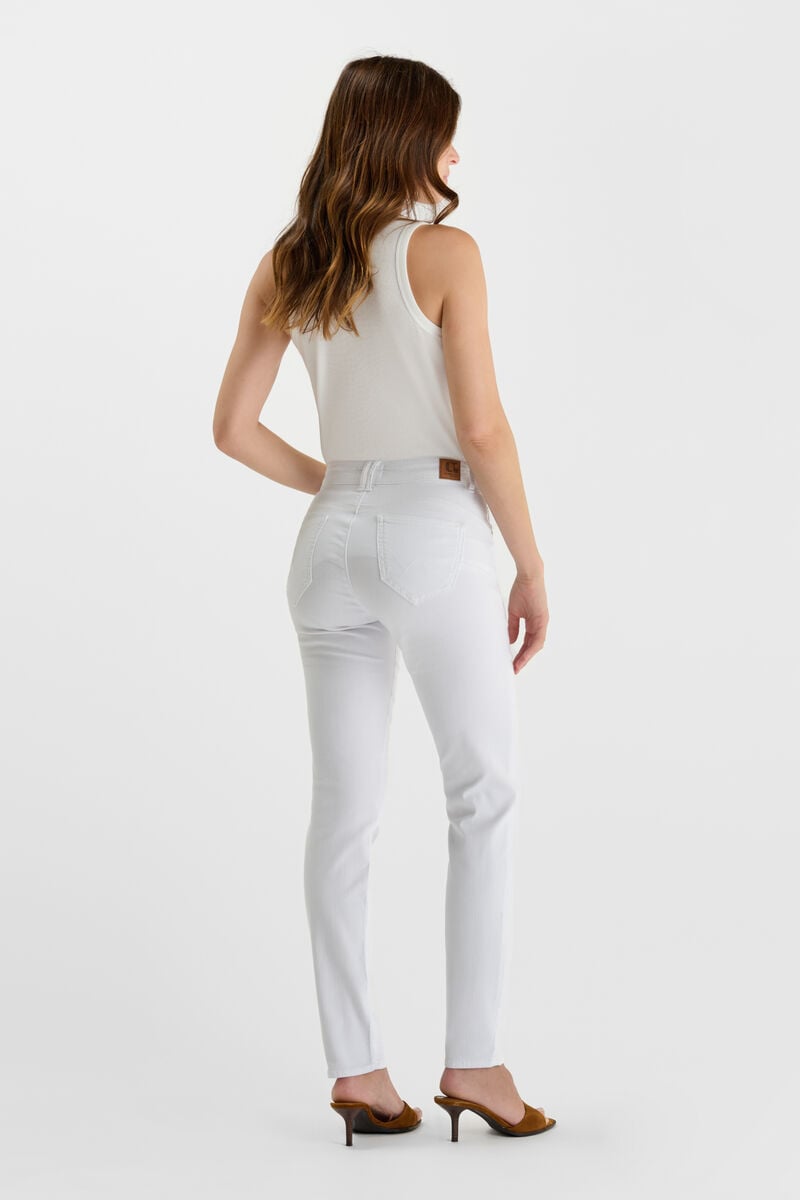 High-waisted straight-leg zip jeans LE TEMPS DES CERISES White