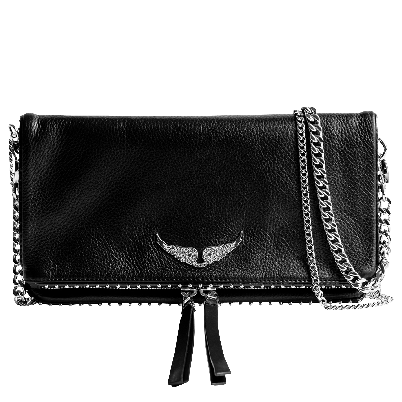 Leren clutch met studs ZADIG&VOLTAIRE Zwart