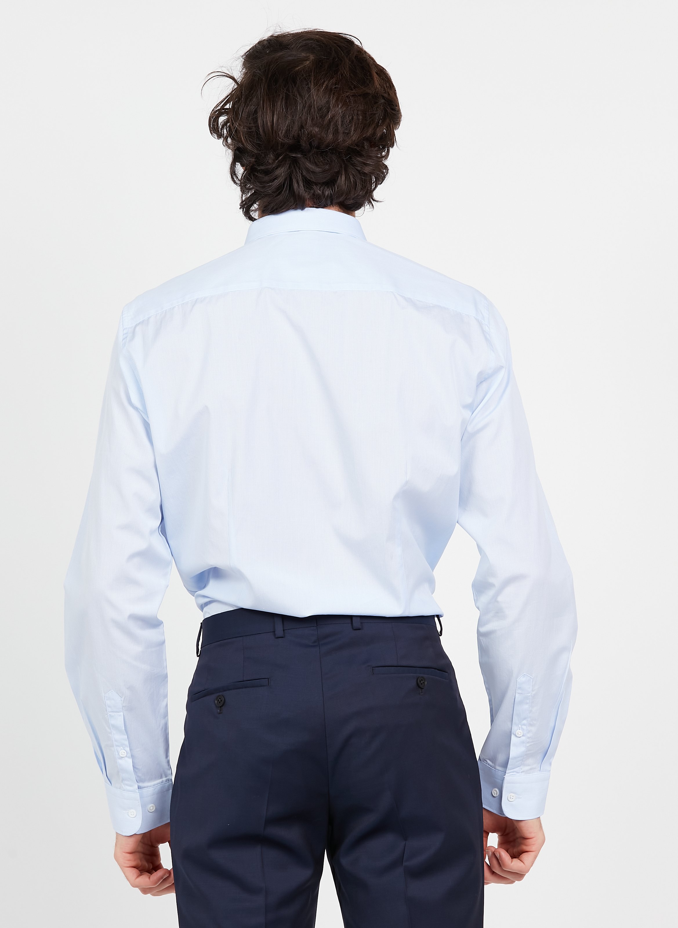 Slim-fit checked cotton shirt with classic collar ATELIER PRIVE Blue