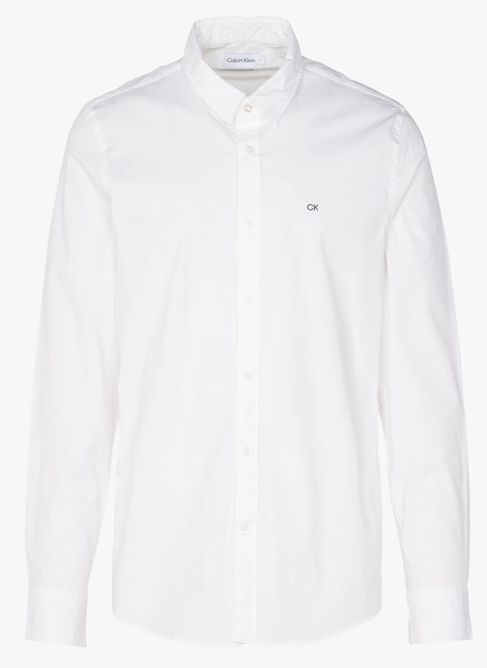 Slim-fit Overhemd Katoenblend Bright White Calvin | Place des Tendances