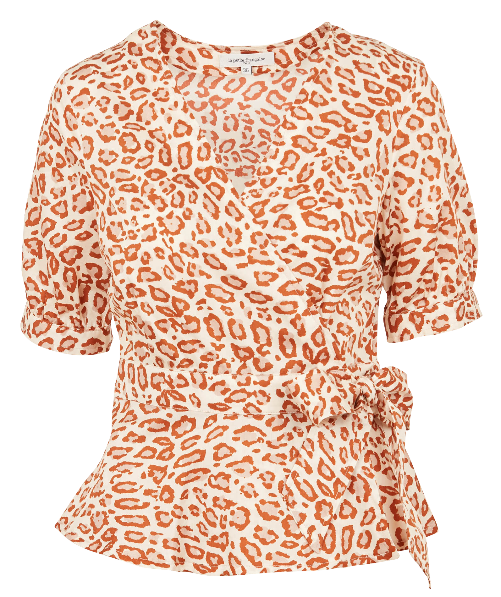 Printed cotton wrap top LA PETITE FRANCAISE Brown