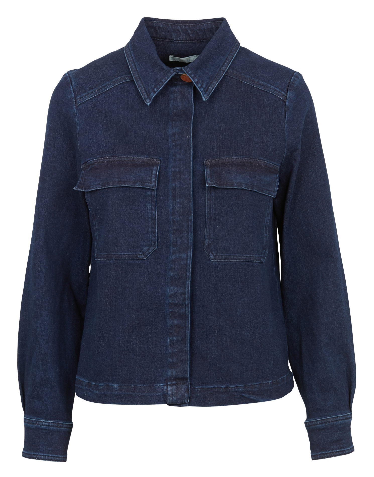 Veste courte droite en denim de coton léger SESSUN Bleu