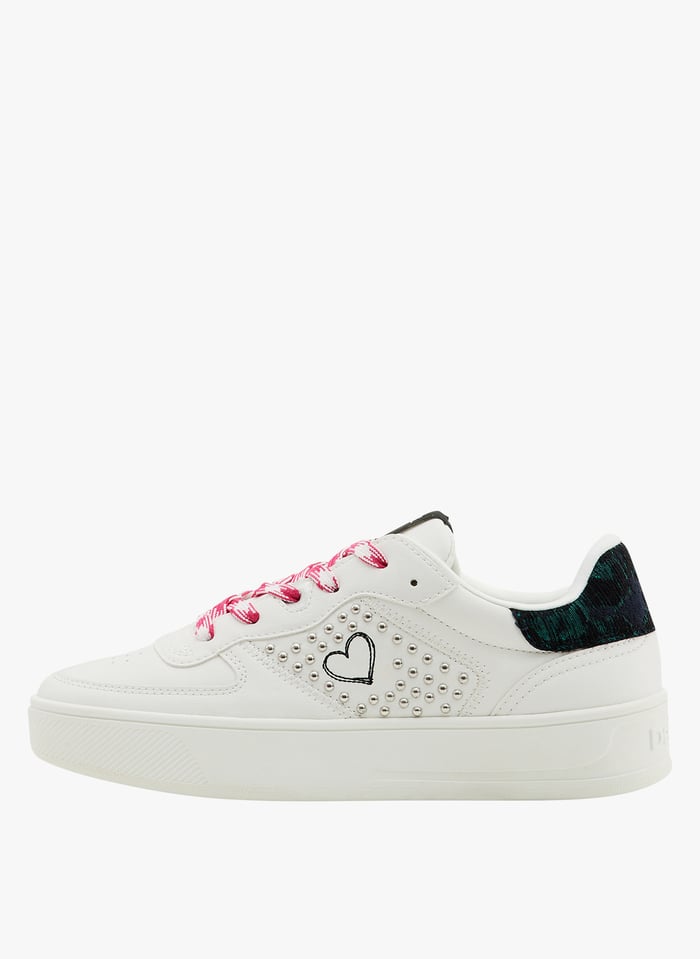Sneakers basse con zeppa cuore Bianco