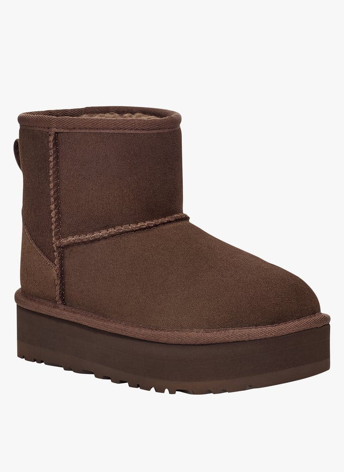 Bottines fourr es plateforme en cuir velours Marron