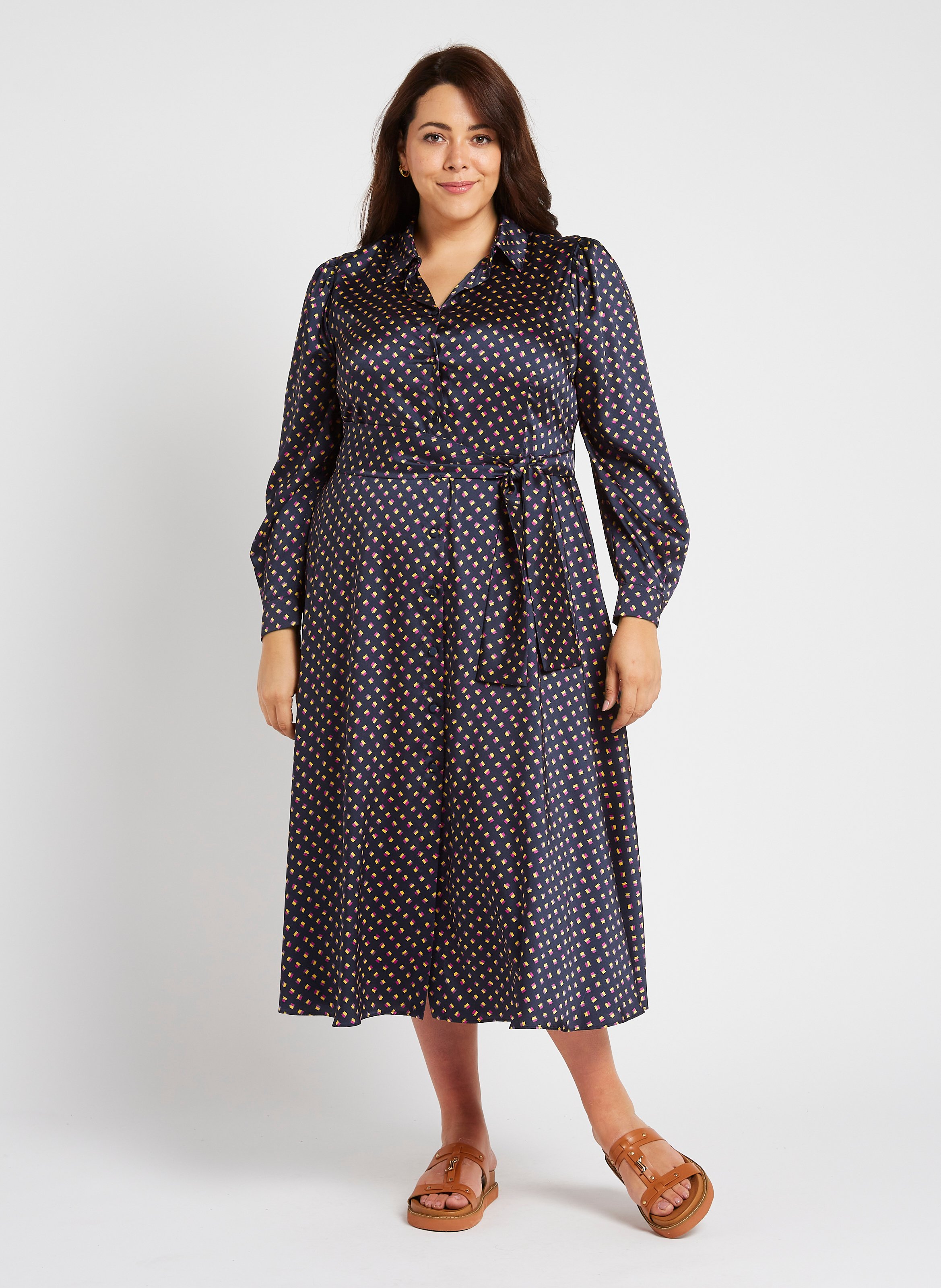 Langes Kleid mit klassischem Kragen PERSONA by Marina Rinaldi Blau