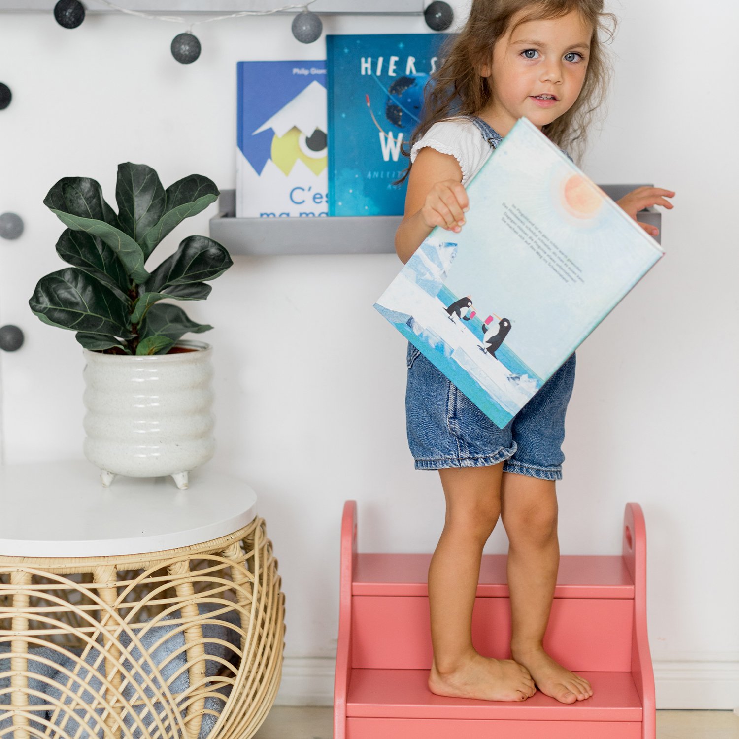 Kids' wooden step stool KINDSGUT Pink