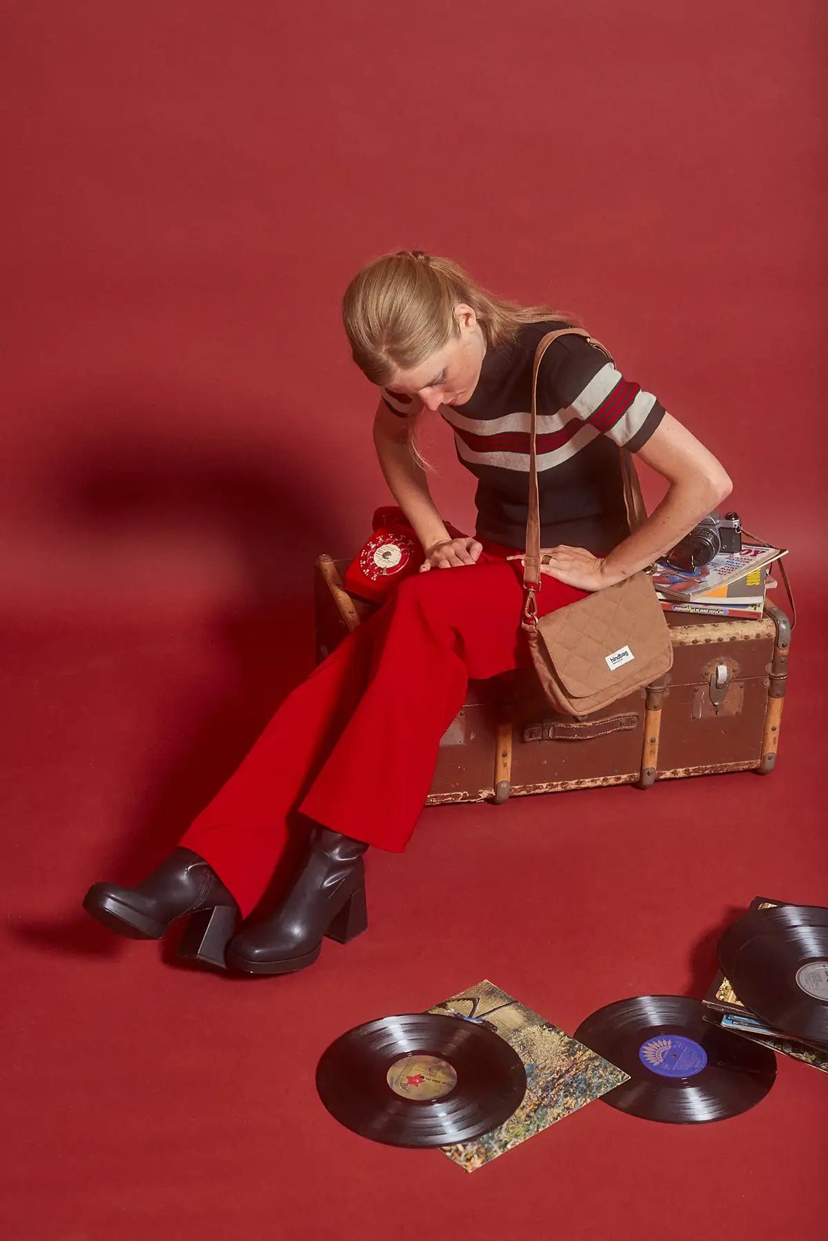 Cotton handbag Brown