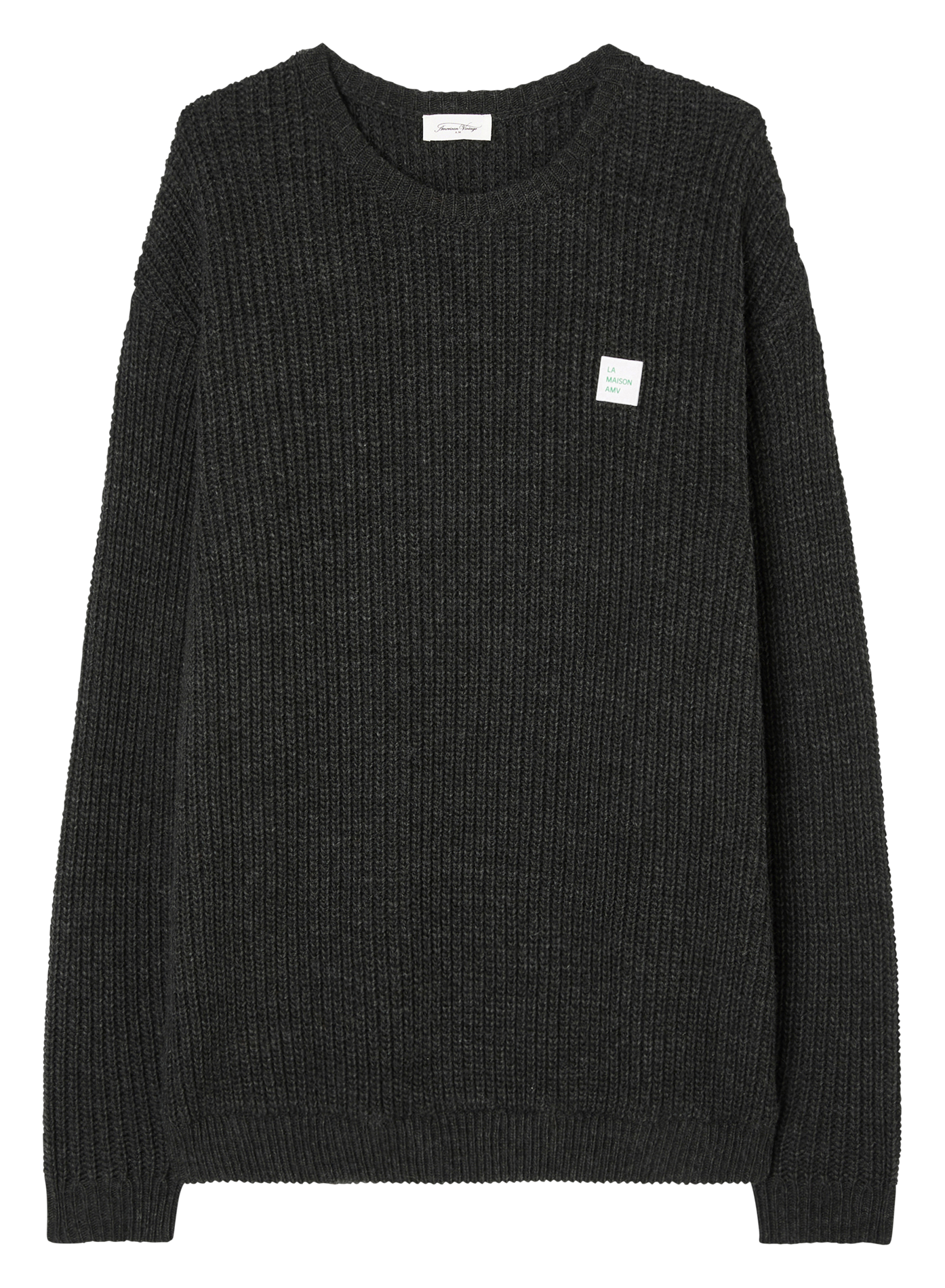 Loose-fit-knitted round-neck sweater AMERICAN VINTAGE Black