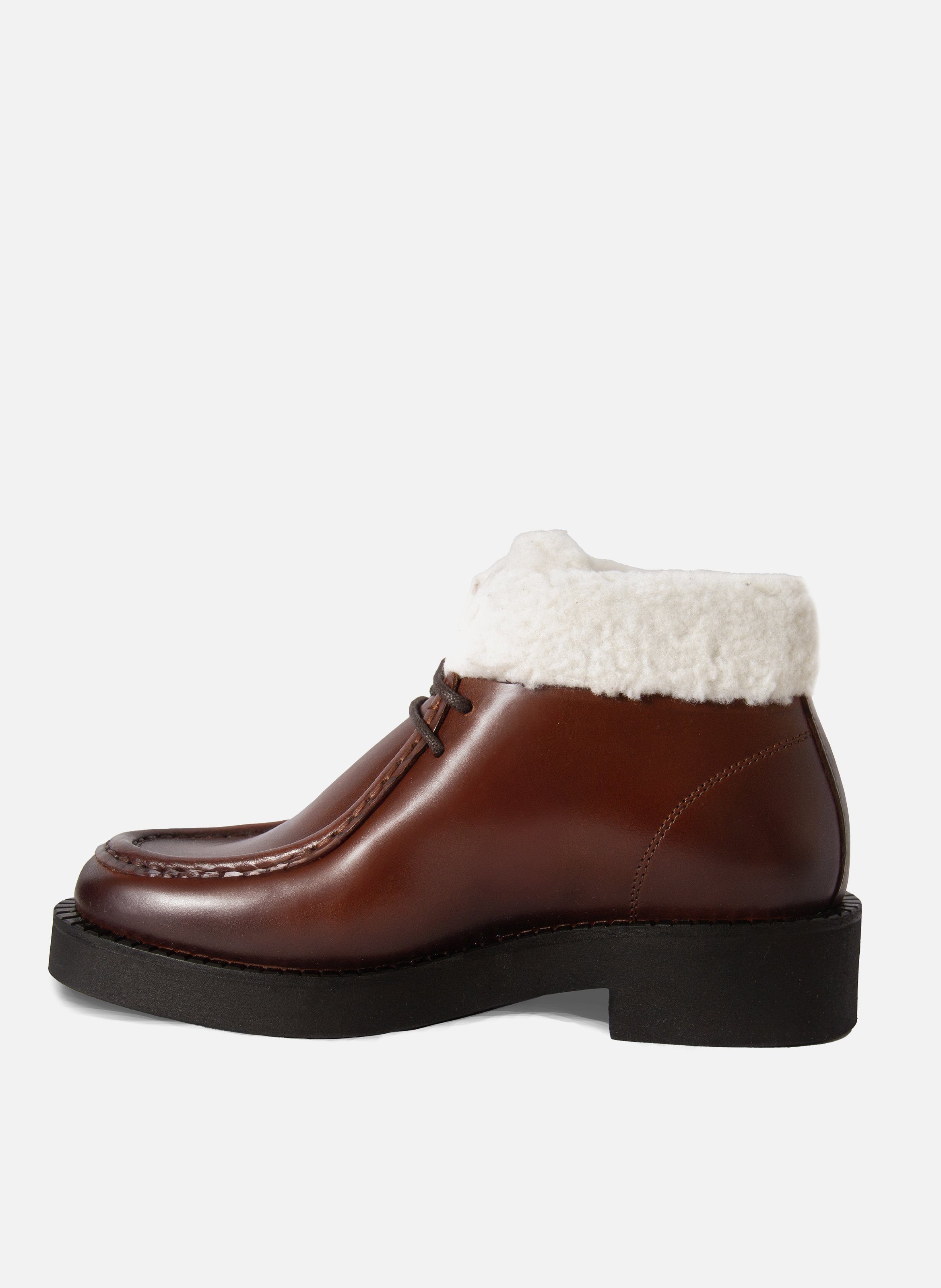 Low leather fur-lined ankle boots JULES & JENN Brown