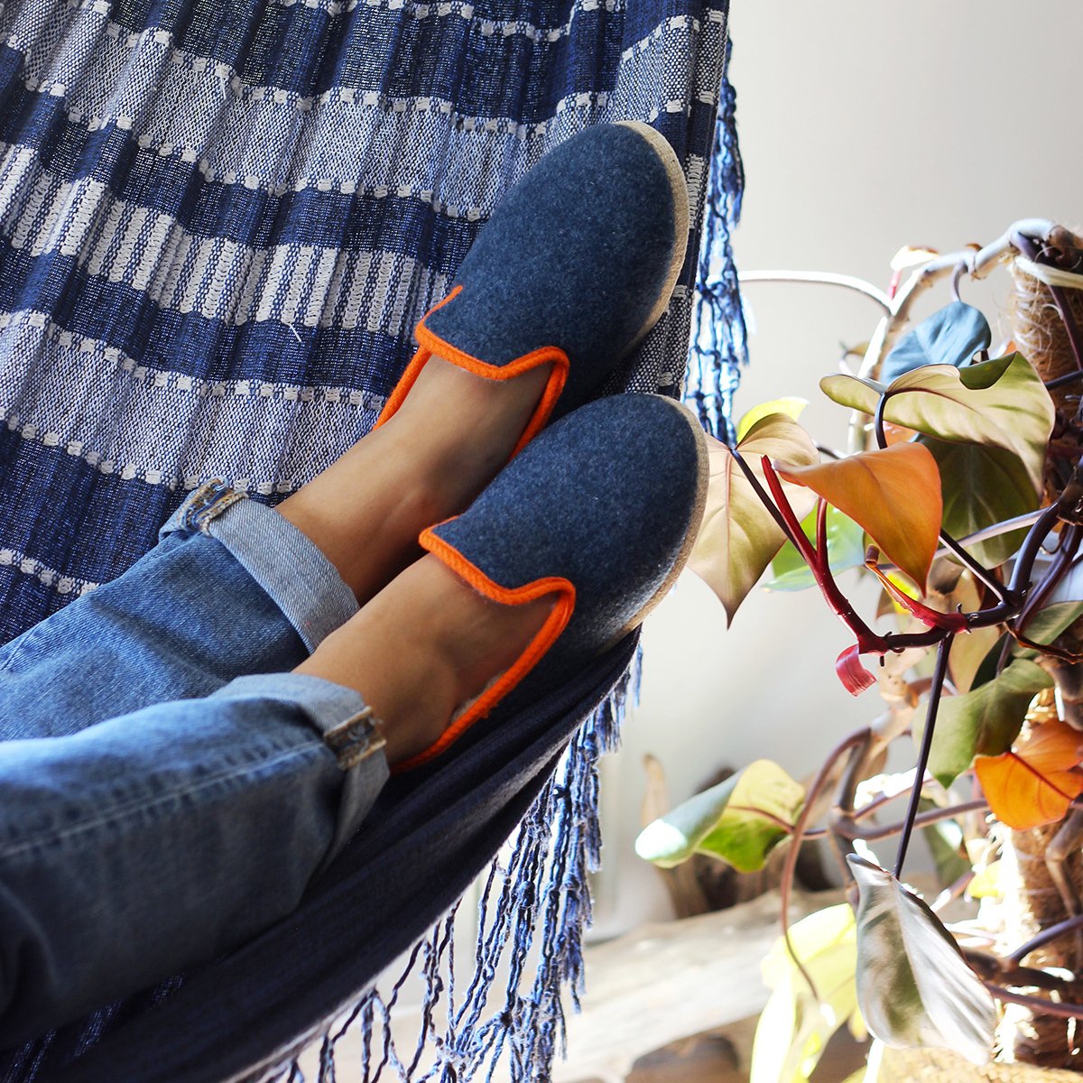 Fabric Charentaise slippers JULES & JENN Blue