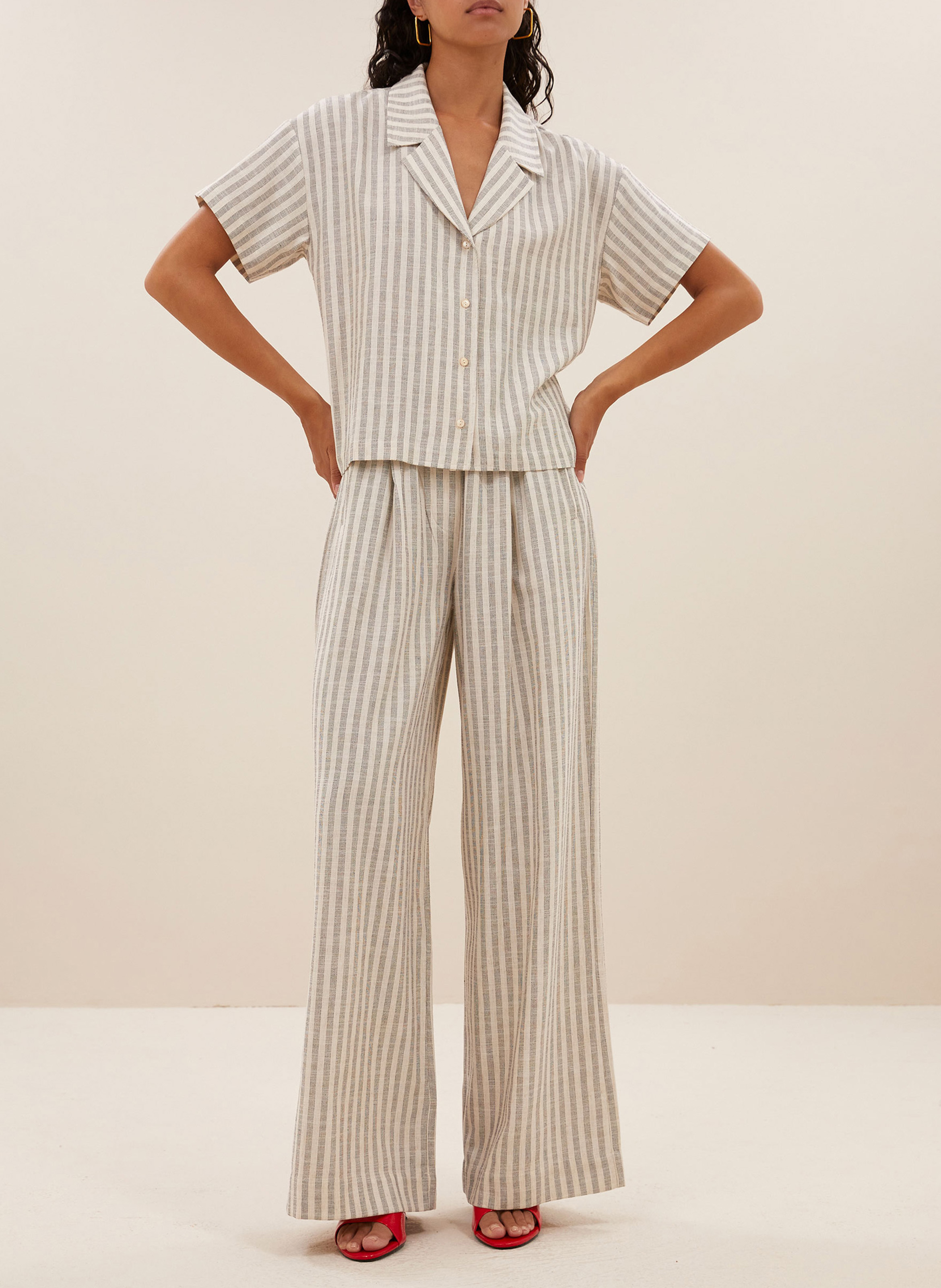Striped wide-leg pants BY BAR Beige