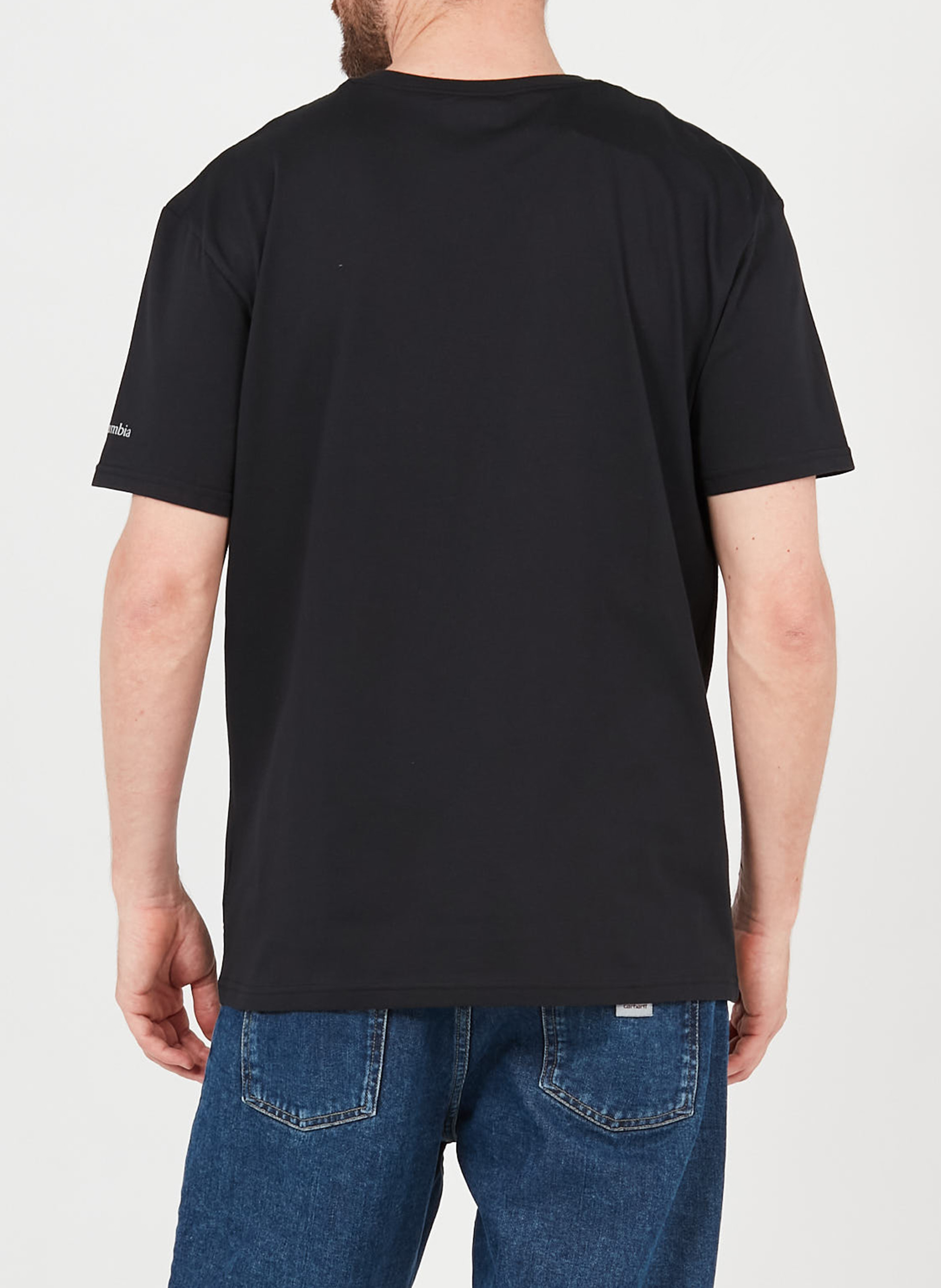 Round-neck cotton T-shirt with screen print COLUMBIA Black