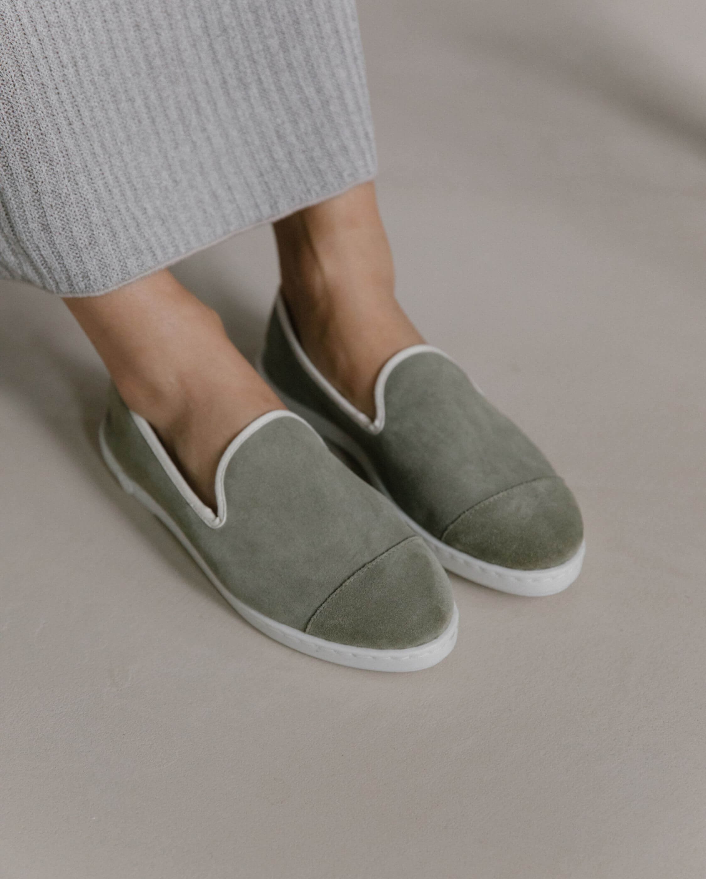 Women's leather slipper, light khaki ANGARDE Khaki