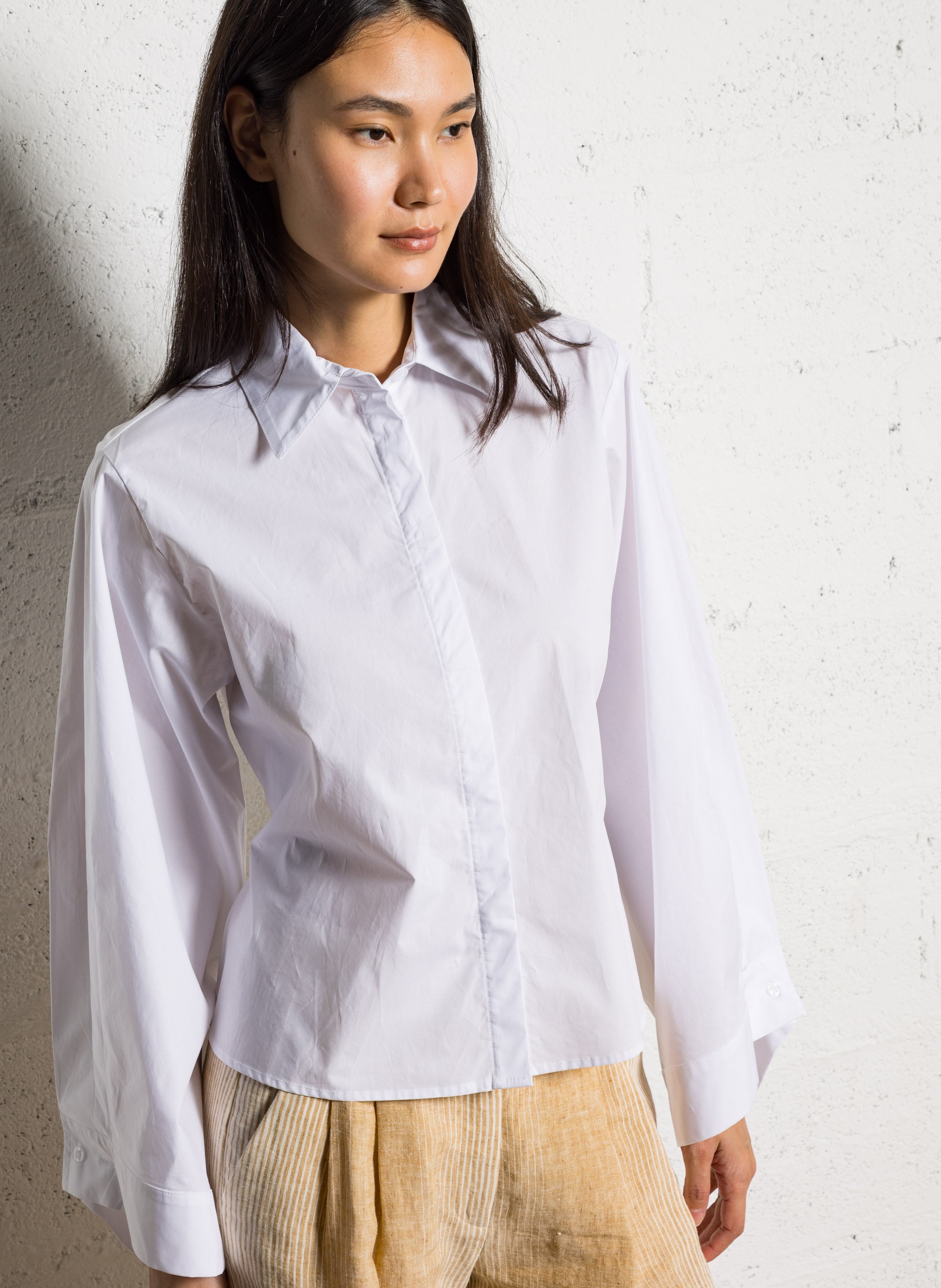 Camisa holgada con lazos de algodón ATTIC AND BARN Blanco