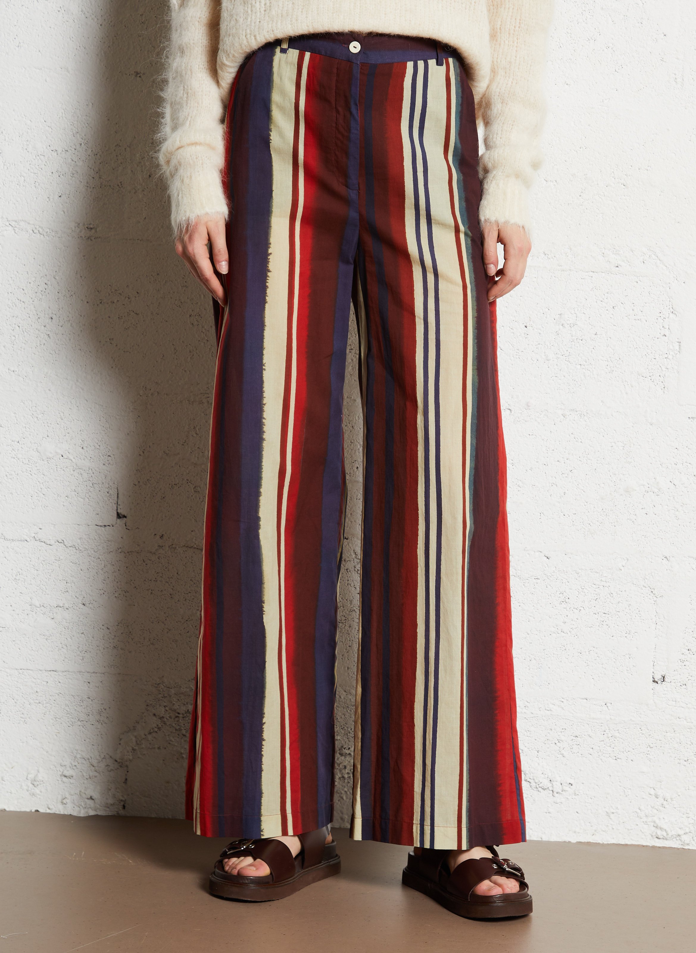 Pantalon large taille haute en coton DIEGA Violet