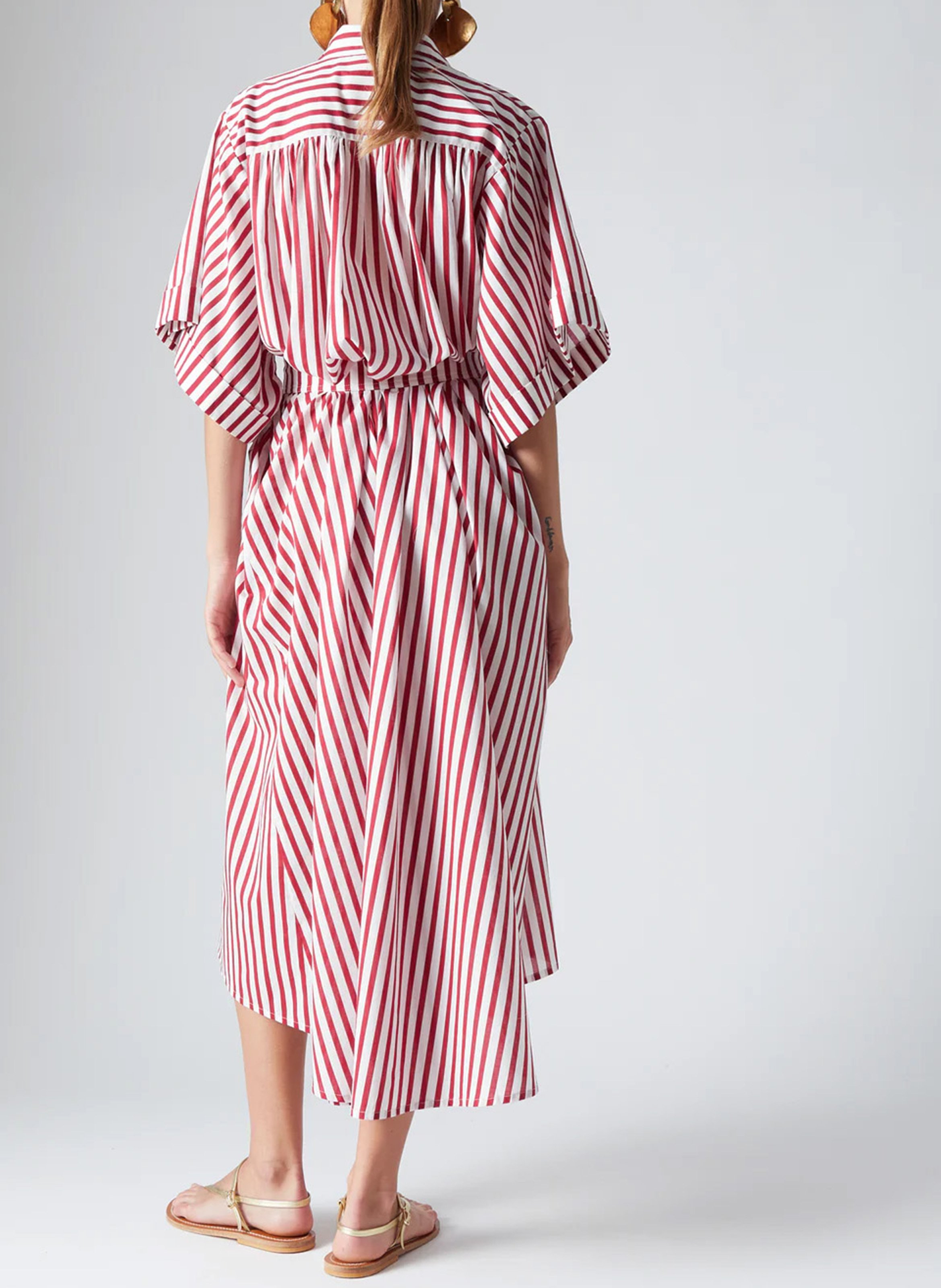 Long cotton dress with classic collar THE LABEL EDITION Red