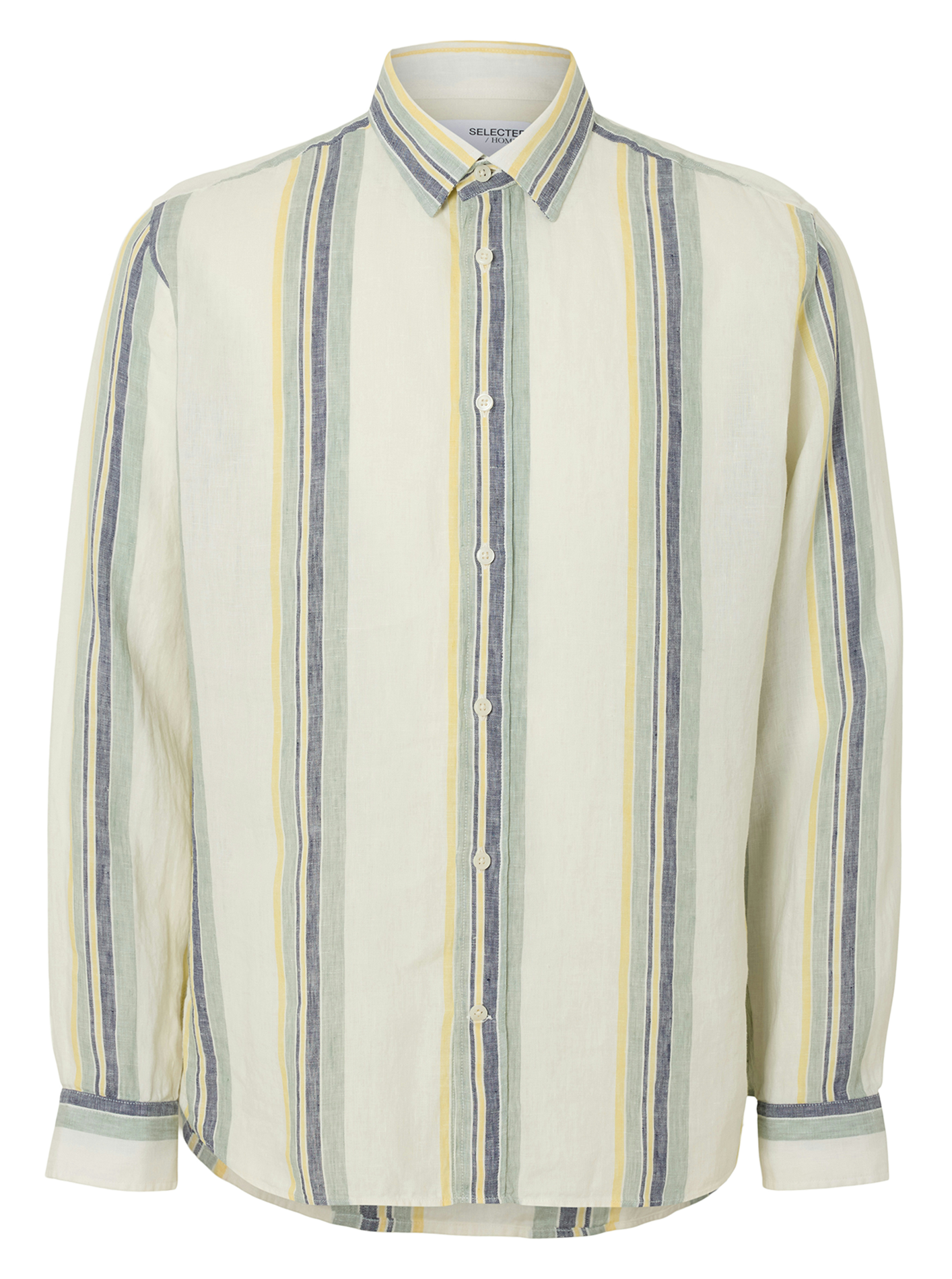 Straight striped linen shirt SELECTED Beige
