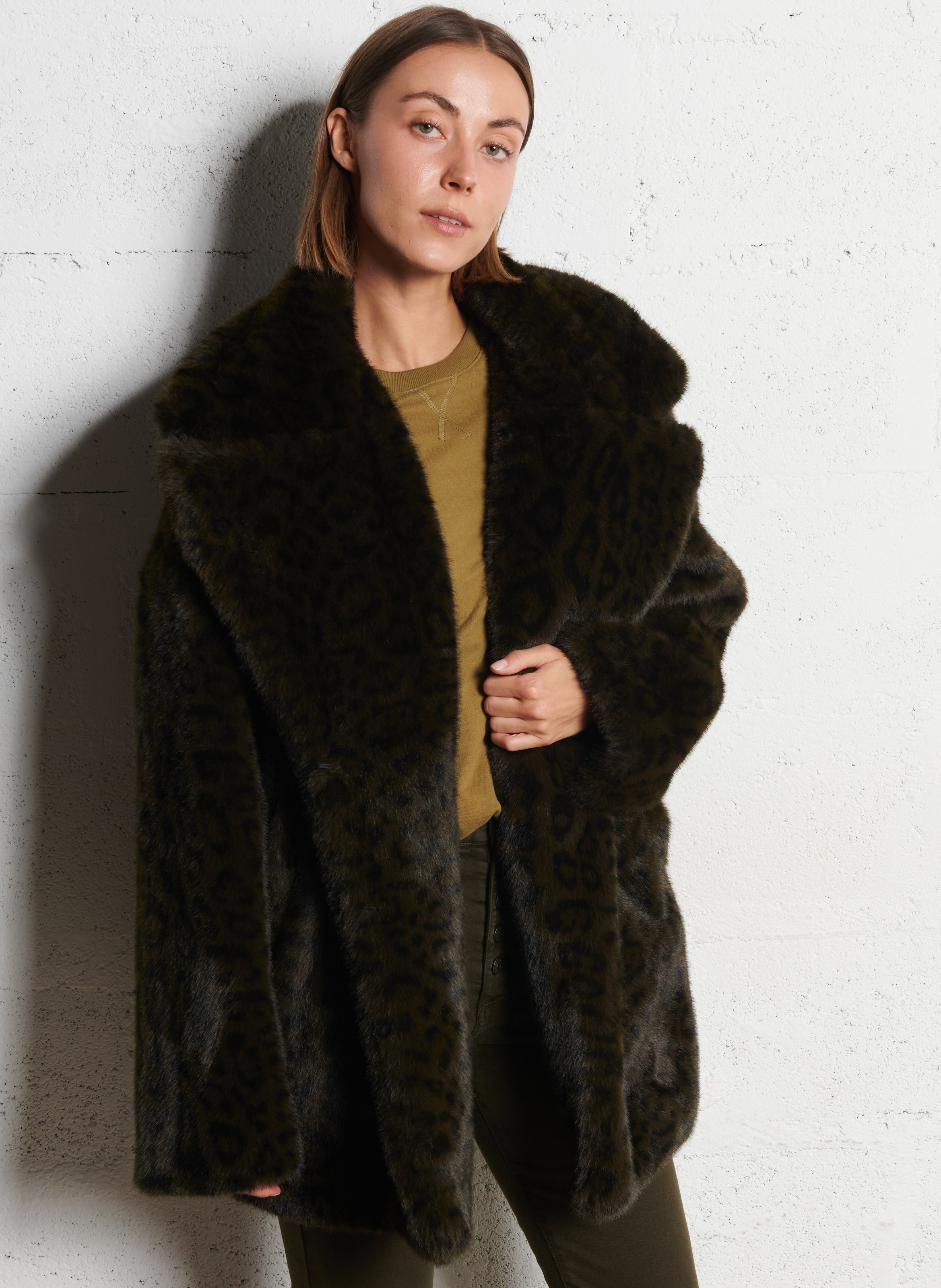 Eddie faux fur coat  IKKS Khaki