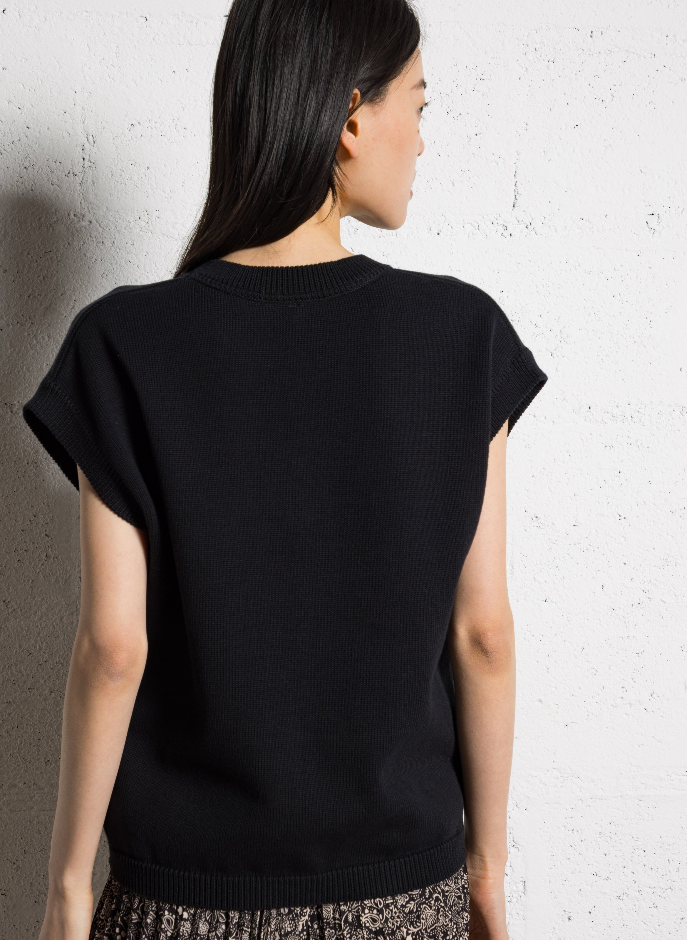 Maglione senza maniche a righe lurex I CODE Nero