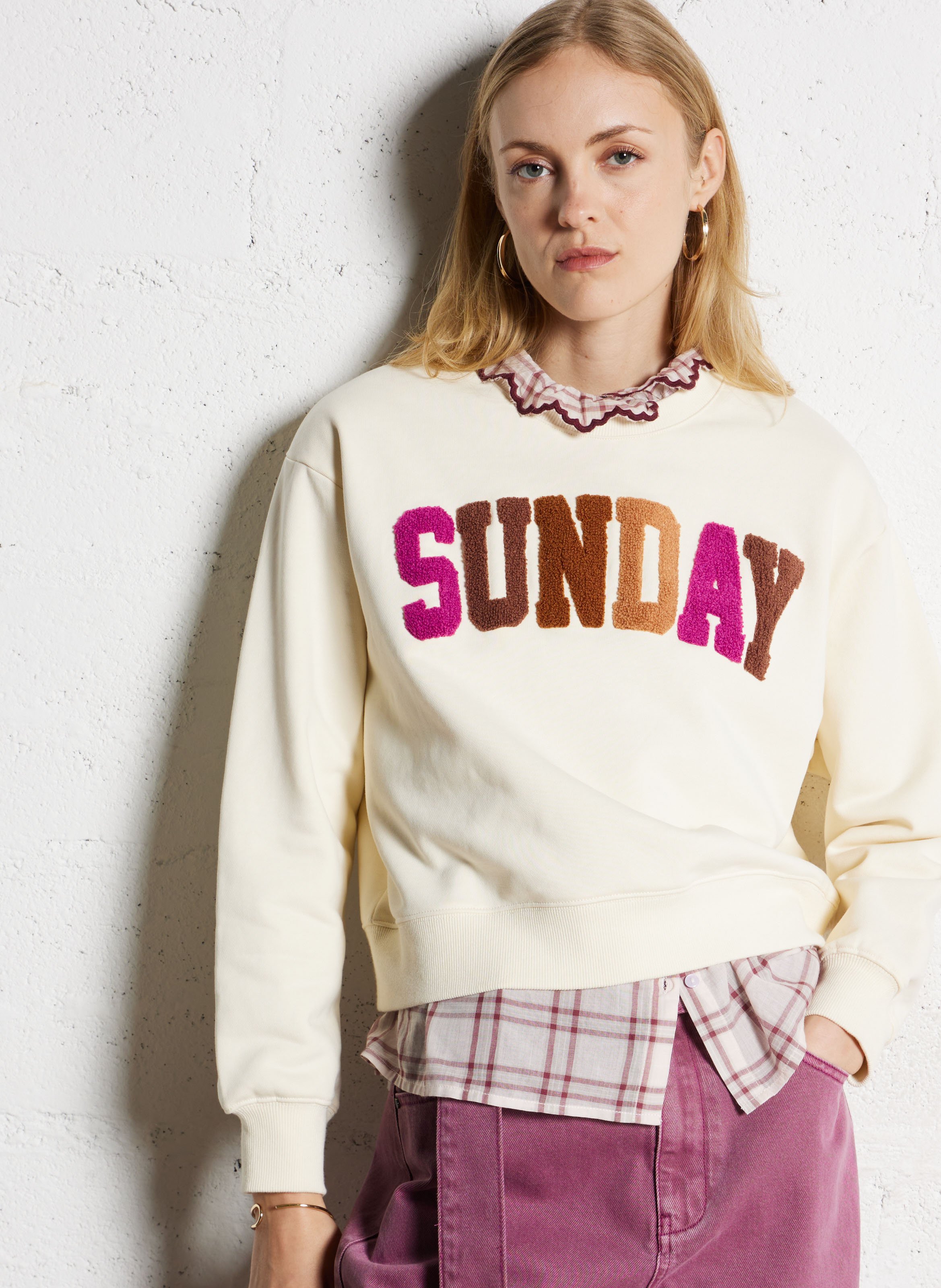 Oversized organic cotton sweatshirt SUNCOO White