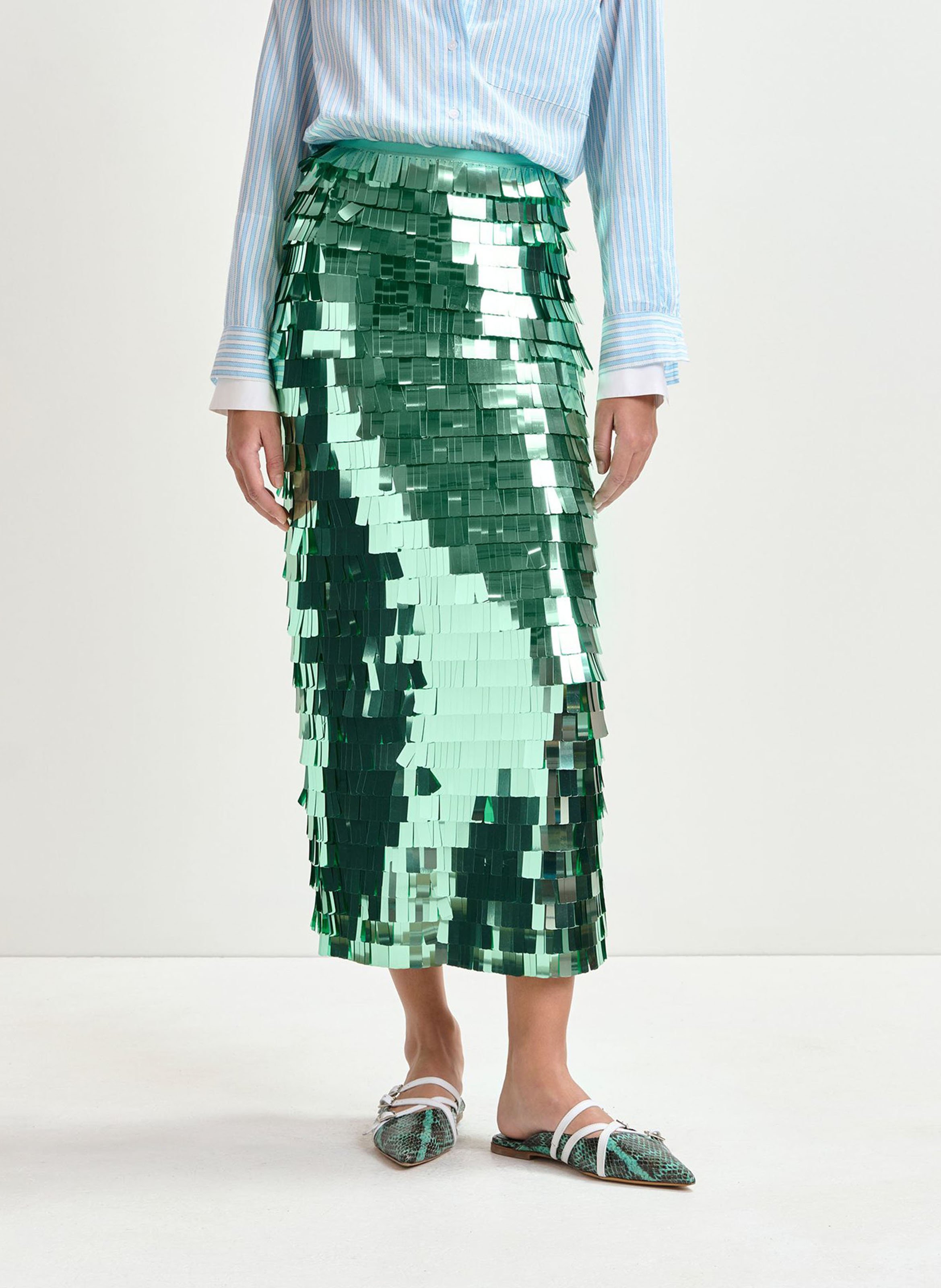 Jupe midi droite à paillettes ESSENTIEL ANTWERP Vert