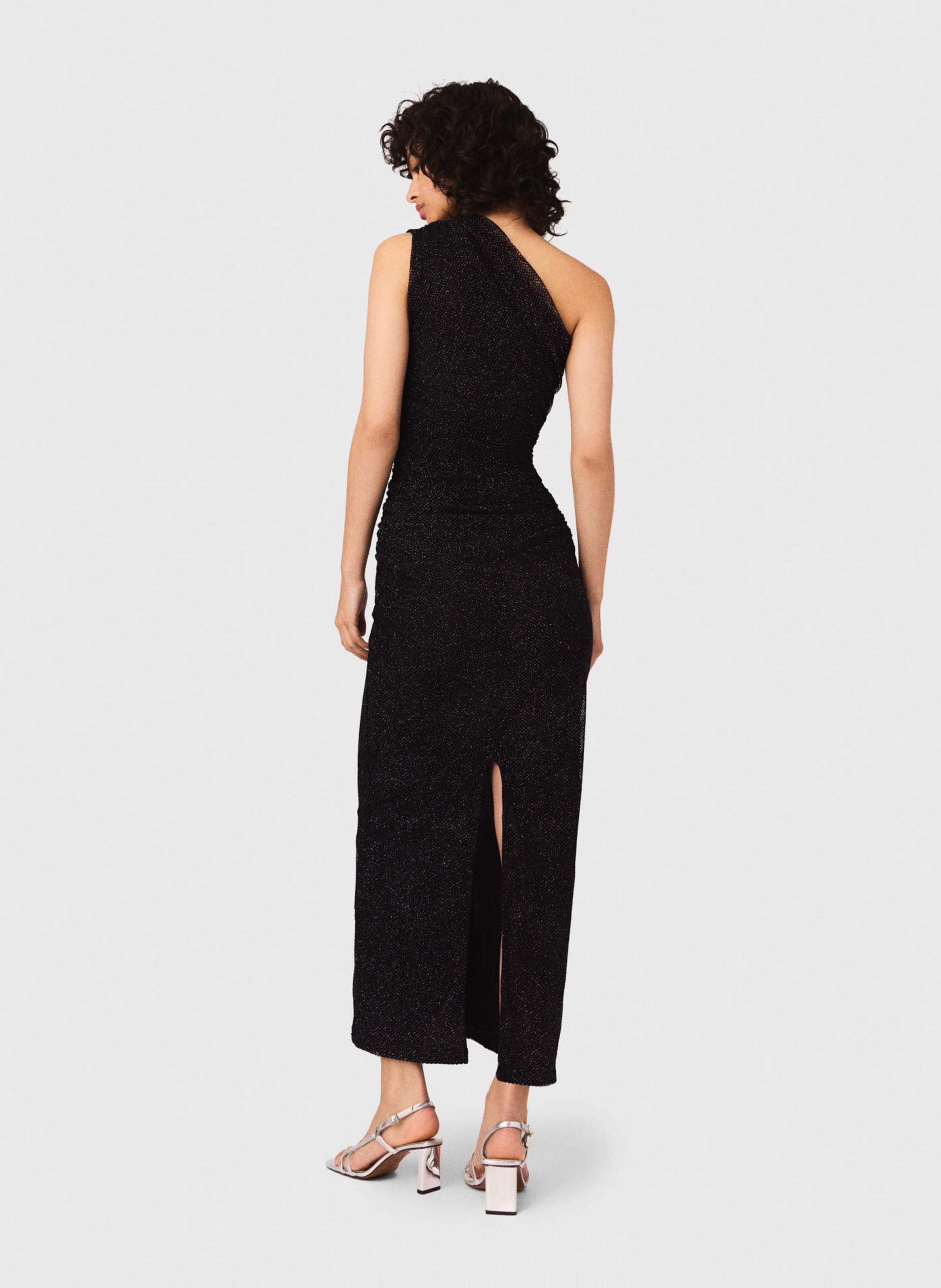 Robe midi asymétrique scintillante MAJE Noir