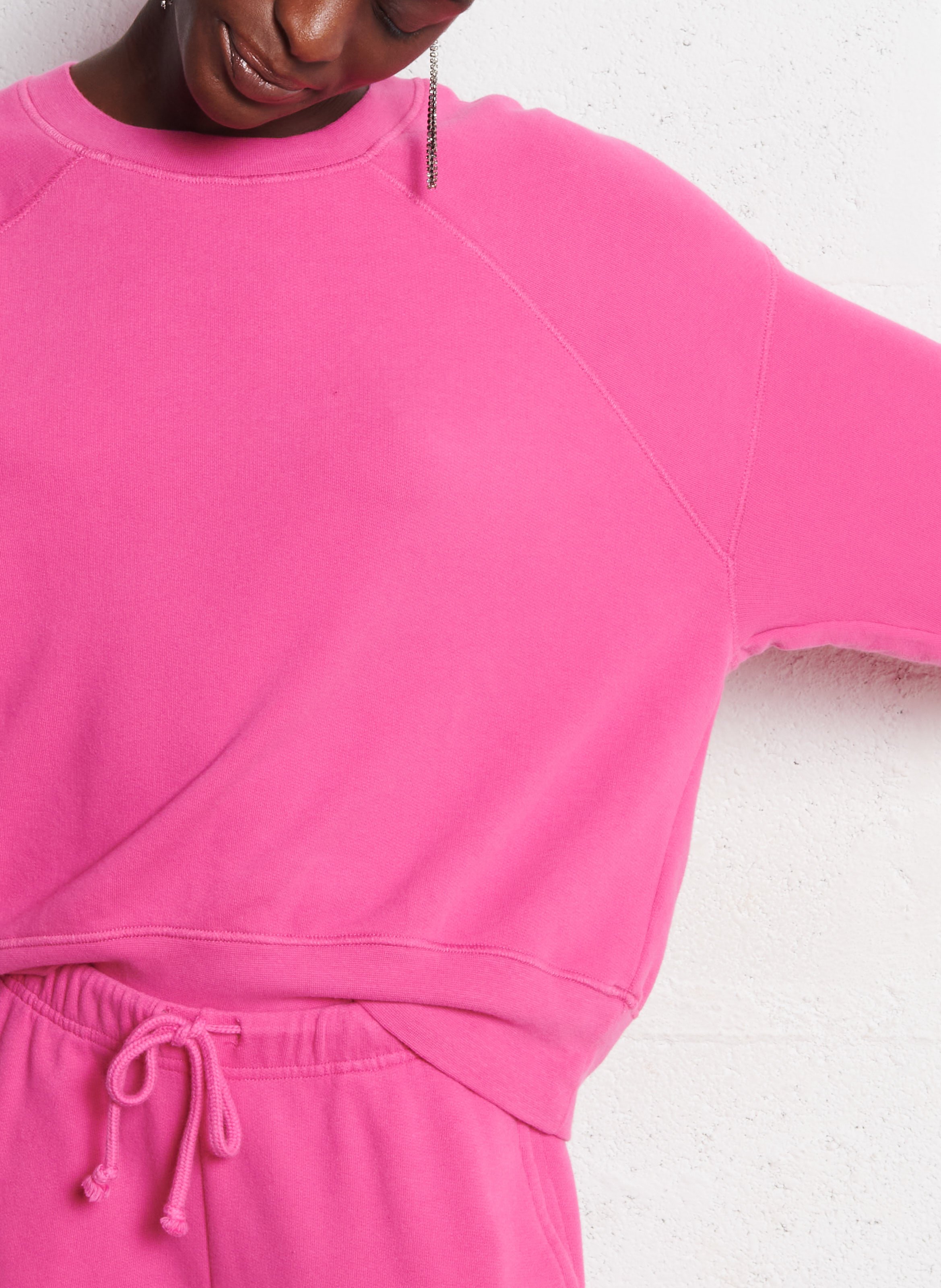 Sweat oversize col rond en coton mélangé AMERICAN VINTAGE Rose