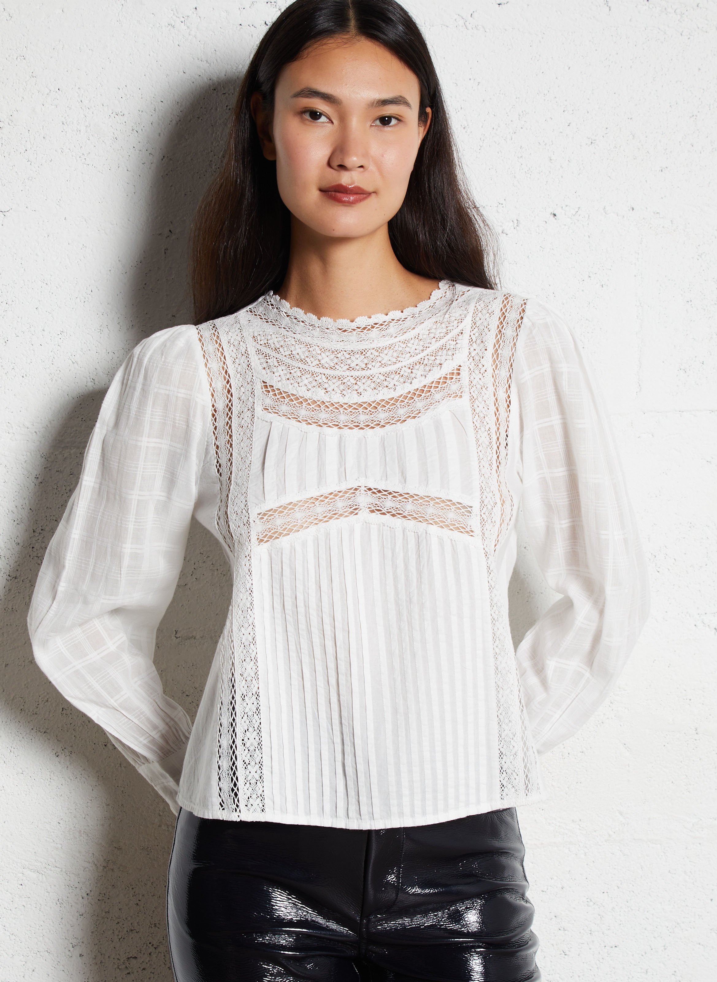 Loose-fit round-neck cotton top PETITE MENDIGOTE Beige