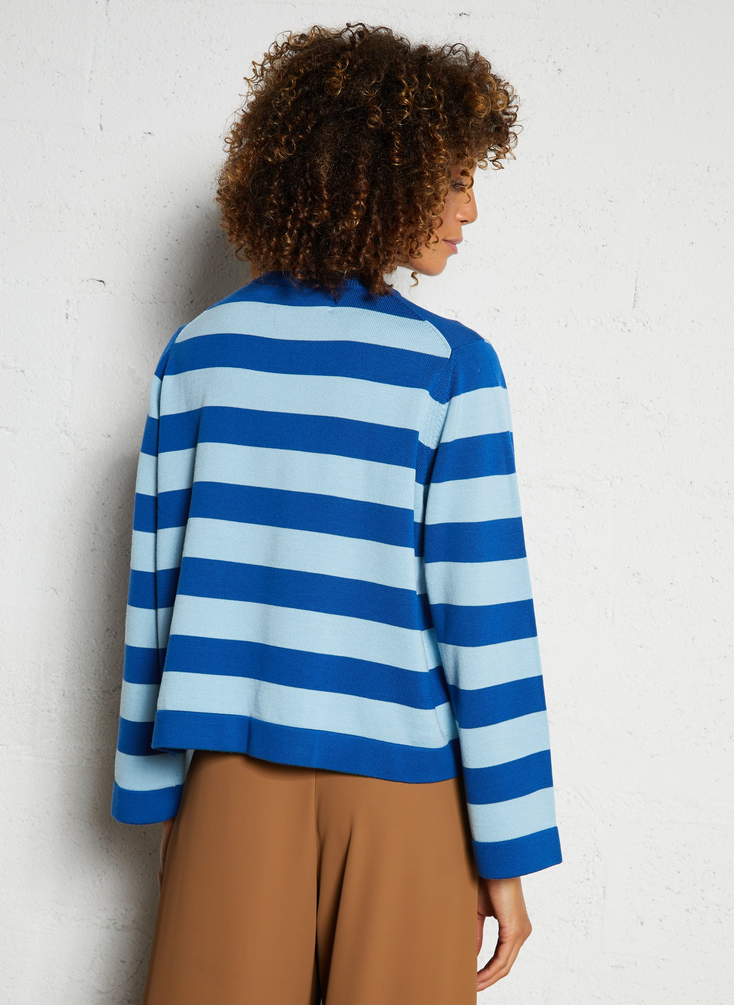 Pull col rond rayé en laine THE TINY BIG SISTER Bleu