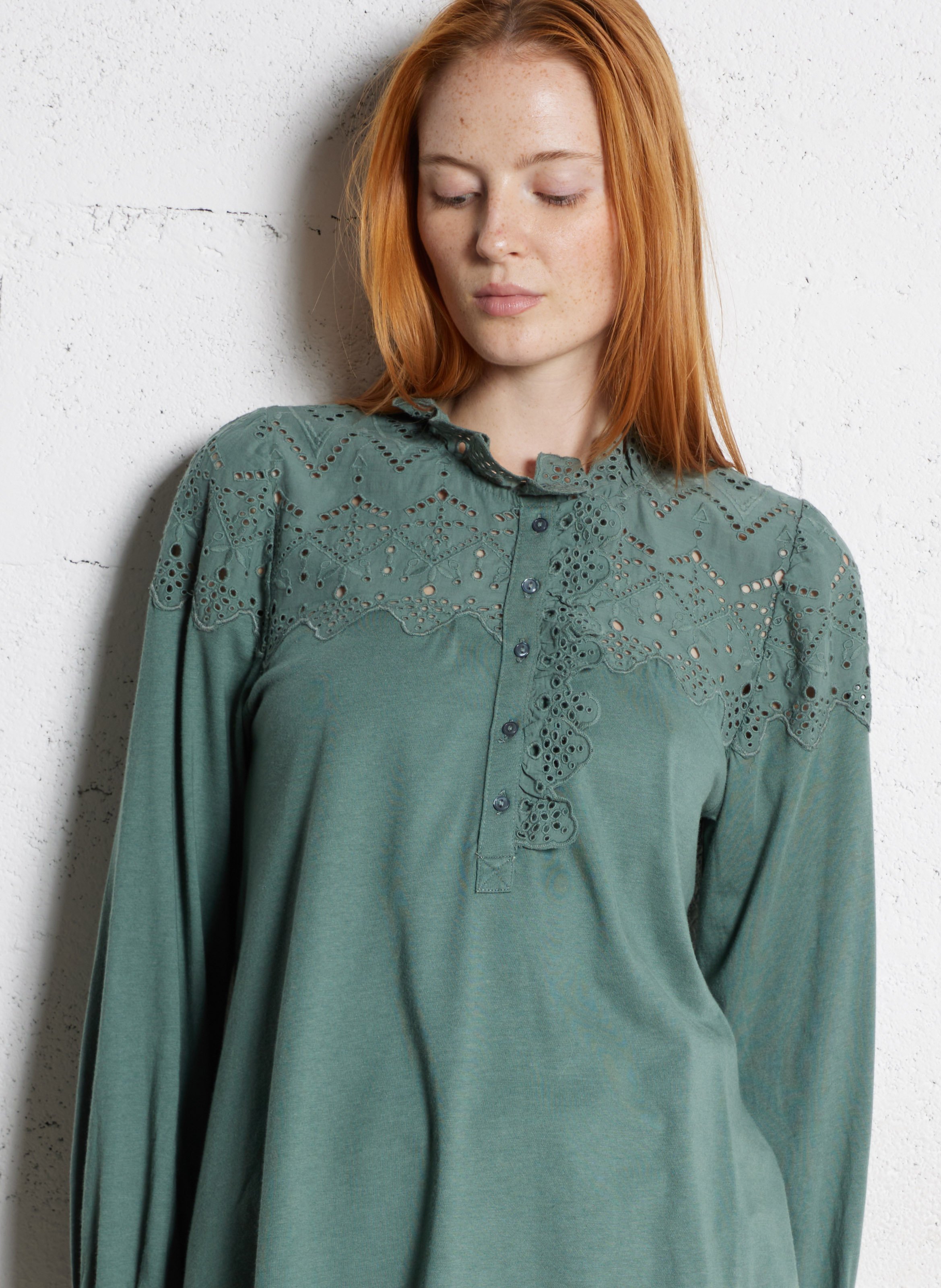 Long-sleeve embroidered top SUD EXPRESS Grey