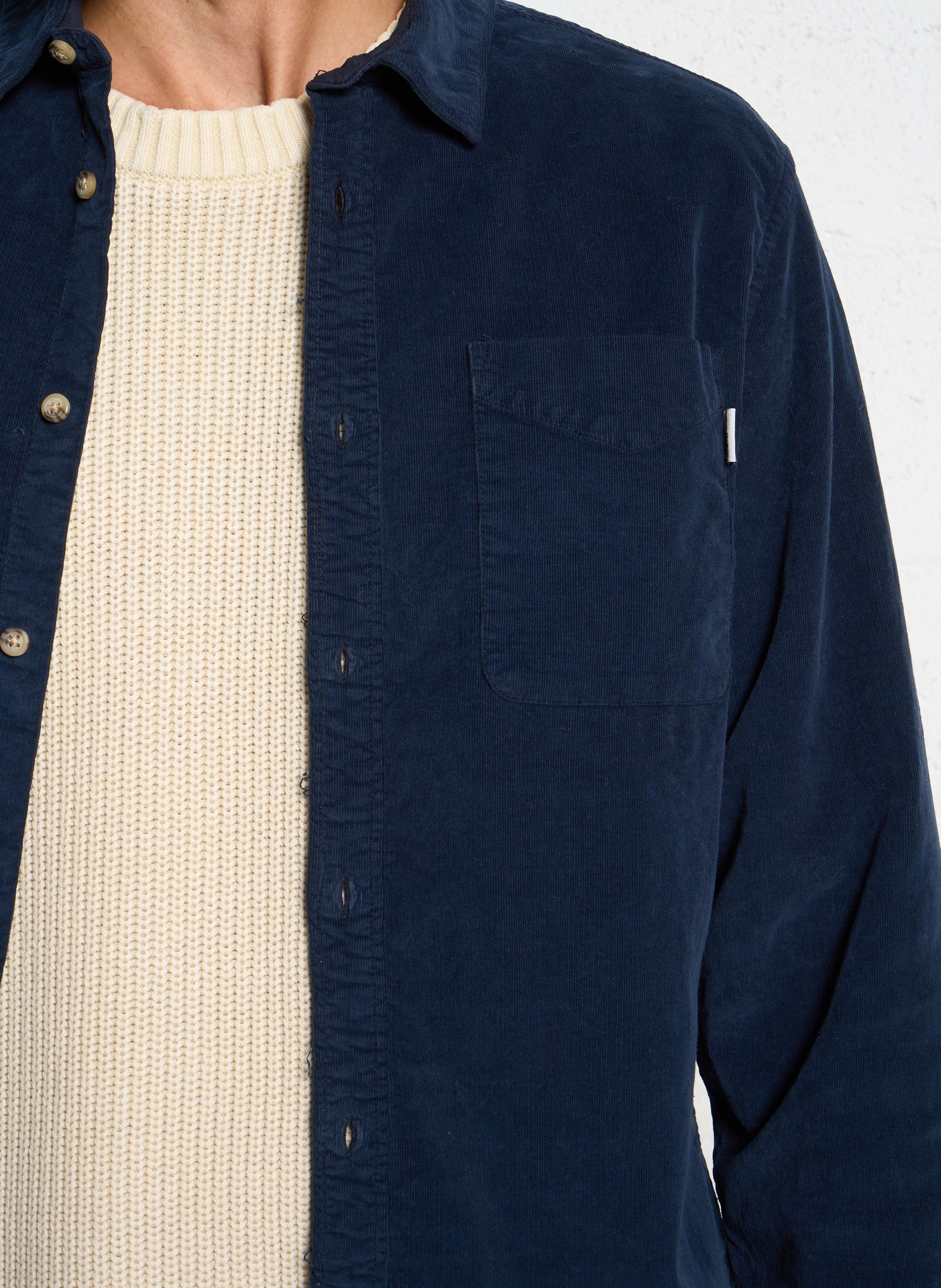 Straight-cut cotton-blend shirt with classic collar PEPE JEANS Blue