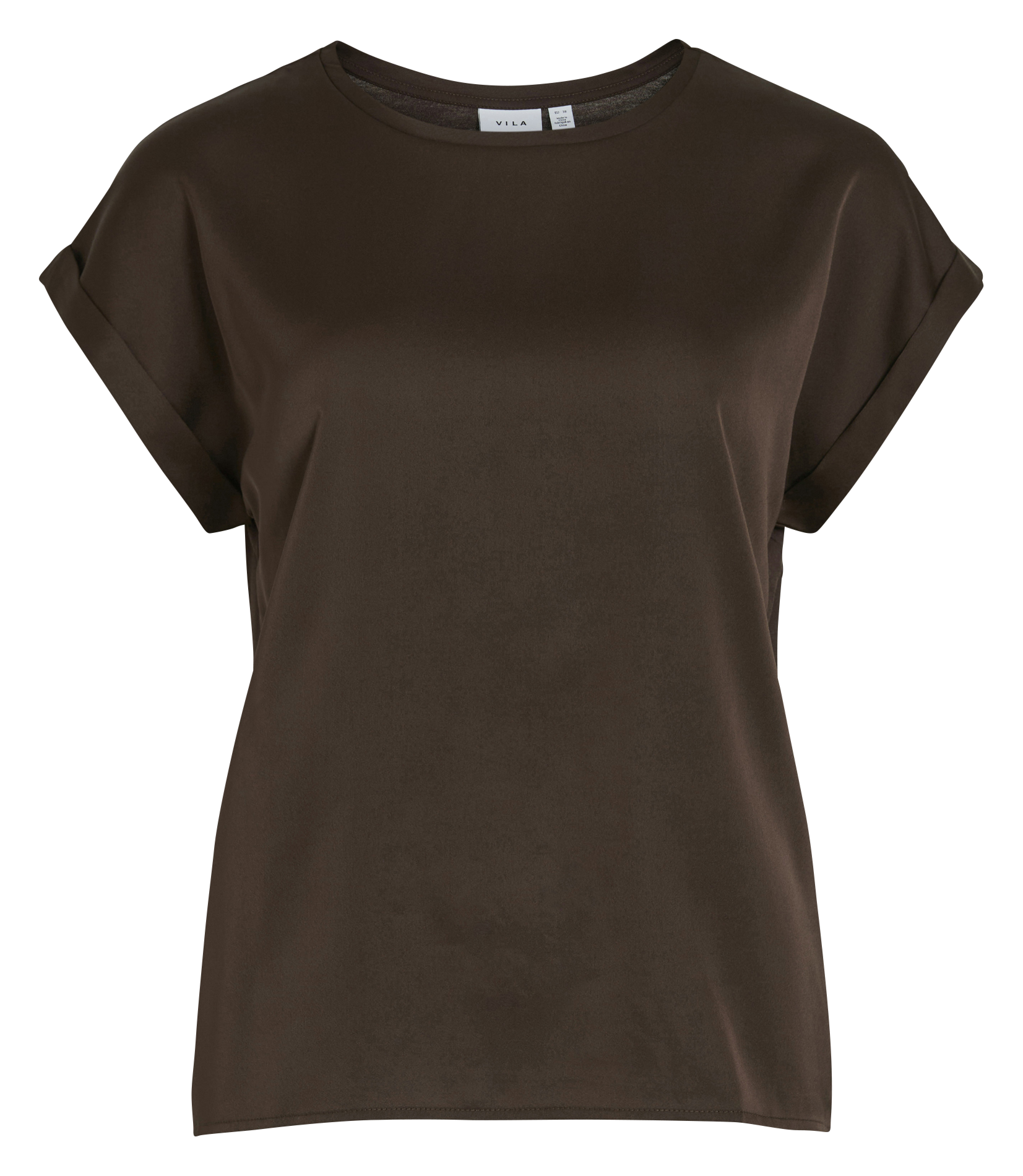 Fluid round-neck recycled polyester top VILA Brown