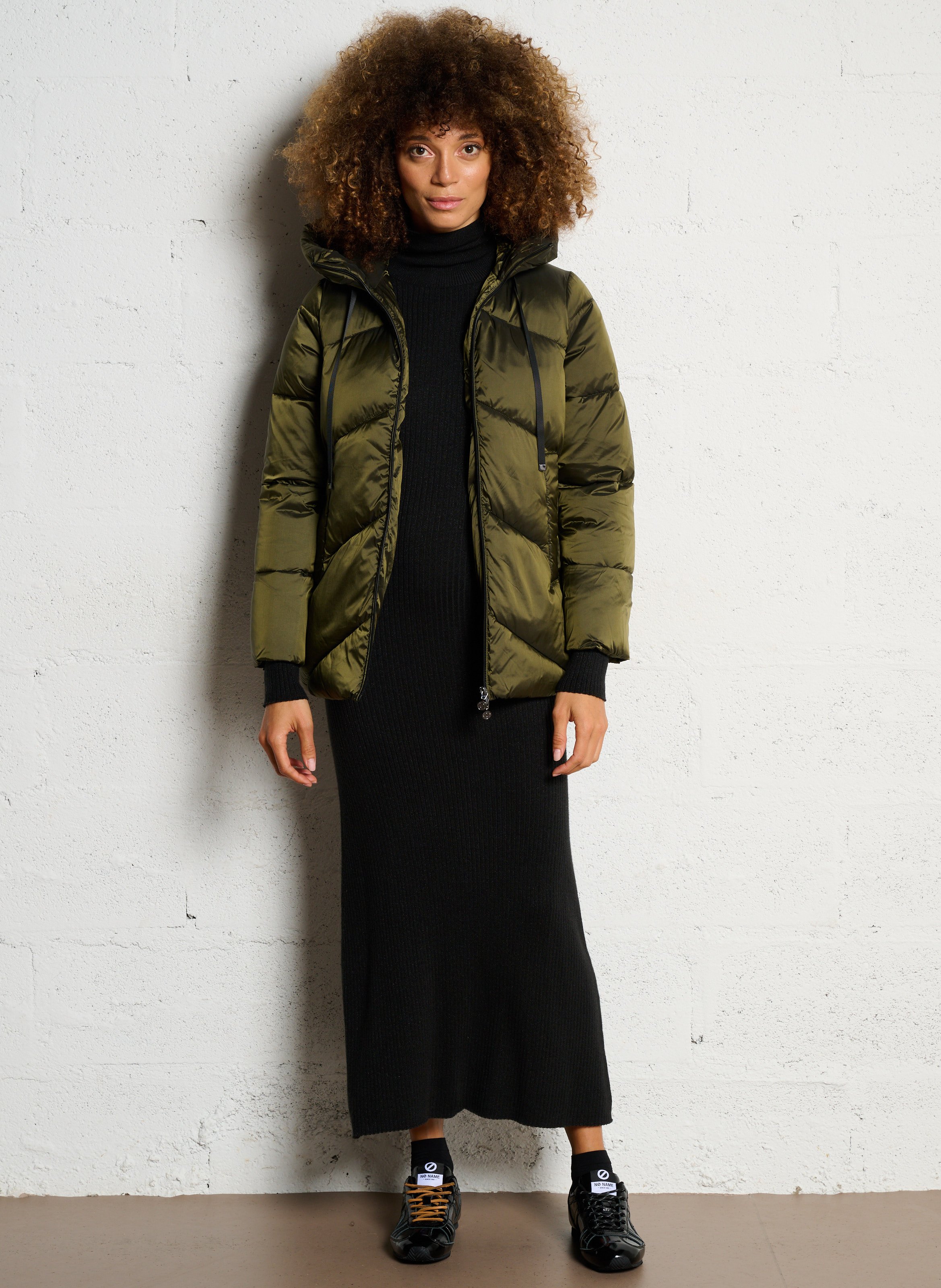 Quilted straight down jacket LE TEMPS DES CERISES Green