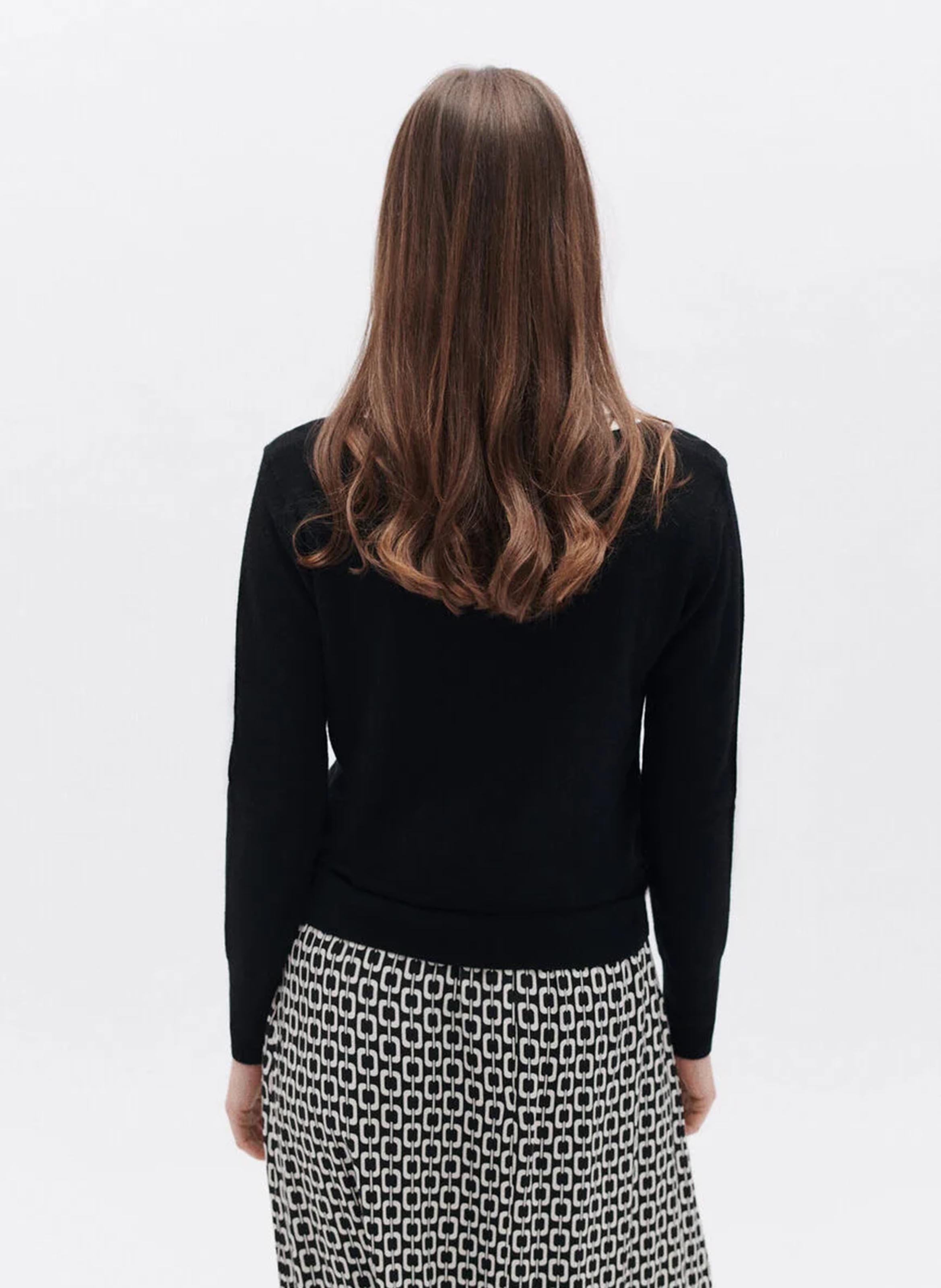 Gerade geschnittener Pullover aus Wollmix mit V-Ausschnitt CAROLL Schwarz